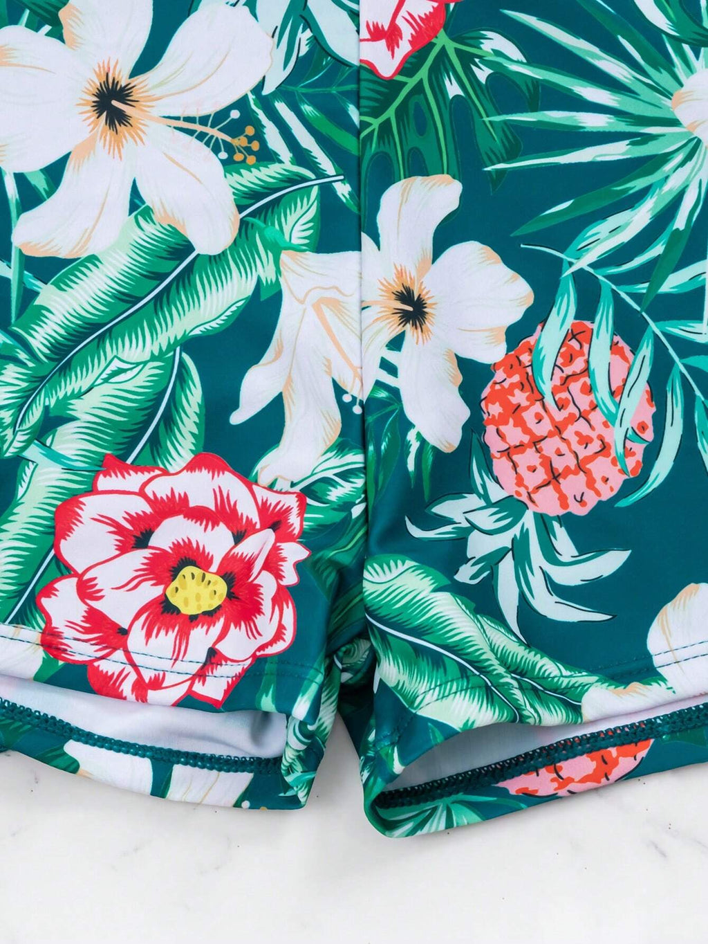Swim Women Solid Color Camisole Swimwear With Floral Printed Shorts & Cover Up S