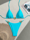 Swim Chiccia Women's Solid Color Fashionable Sexy Bikini Set Summer