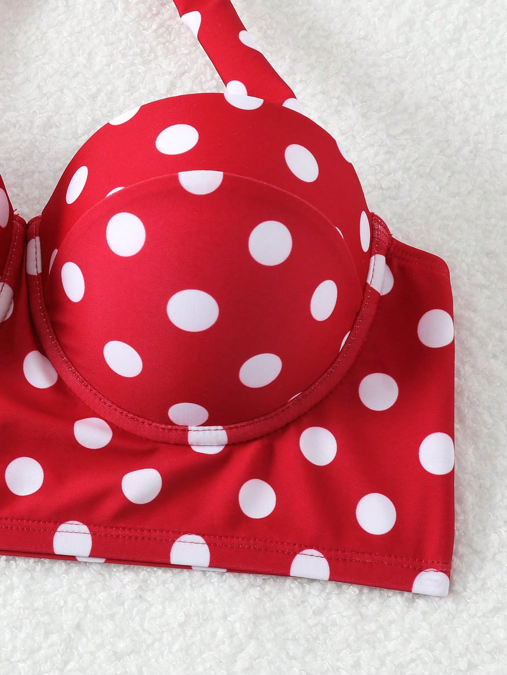Swim Basics Women's Summer Polka Dot Print Underwire High Waist Bikini Set, Vacation Swimwear - image 3
