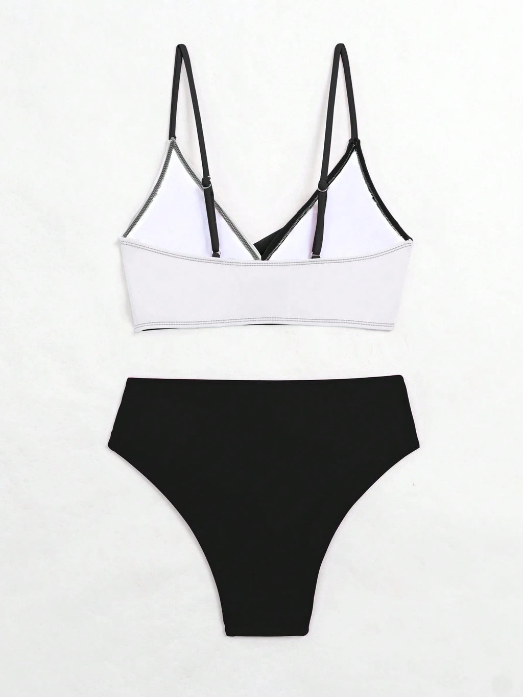 Swim Women Summer Beach Color-Block Spaghetti Strap Bikini Set