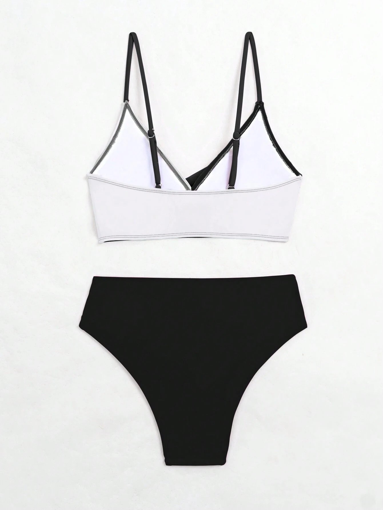 Swim Women Summer Beach Color-Block Spaghetti Strap Bikini Set