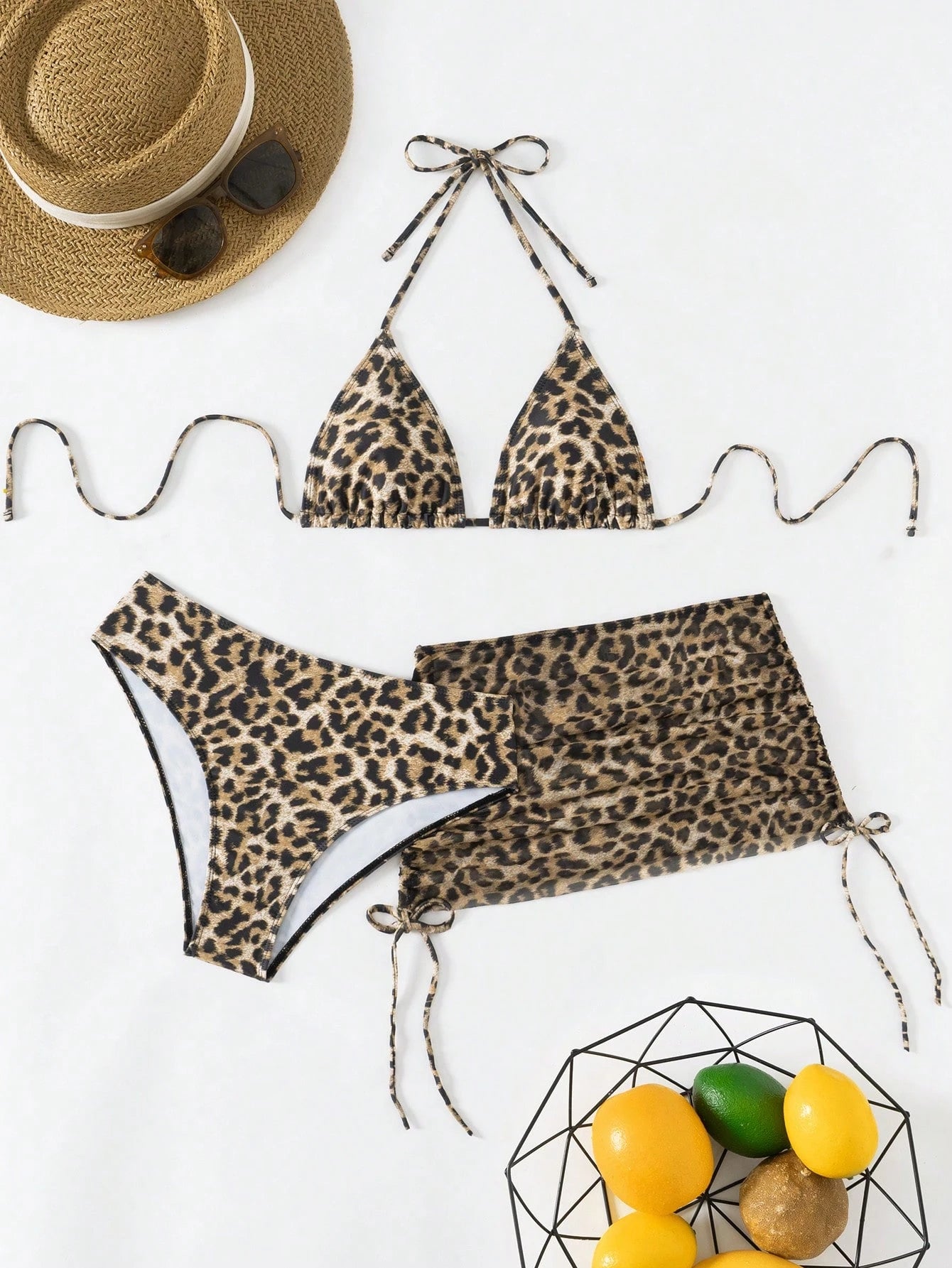 Costavie Women's 3 PiecesBikini Set With Mesh Skirt, Casual Beach Resort Swimwea