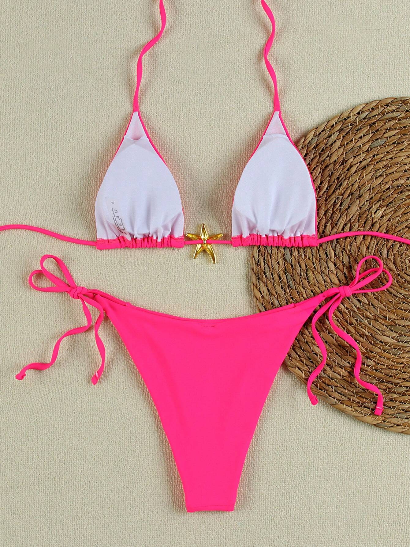 Sexy Starfish Print Bikini Swimsuit For Women, American Style Summer
