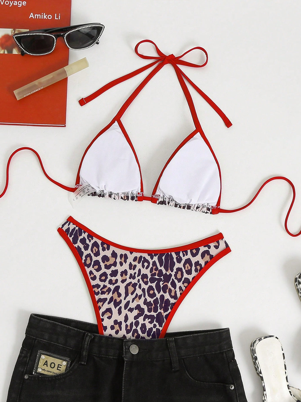 Swim SXY Women's Summer Beach Patchwork Halter Tie Sexy Bikini And Triangle Briefs Swimwear Set - image 14