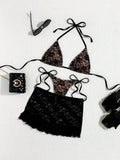 Swim Mod 3pcs/Set Women Sexy Solid Color Lace Flounce Hem Mini Skirt,