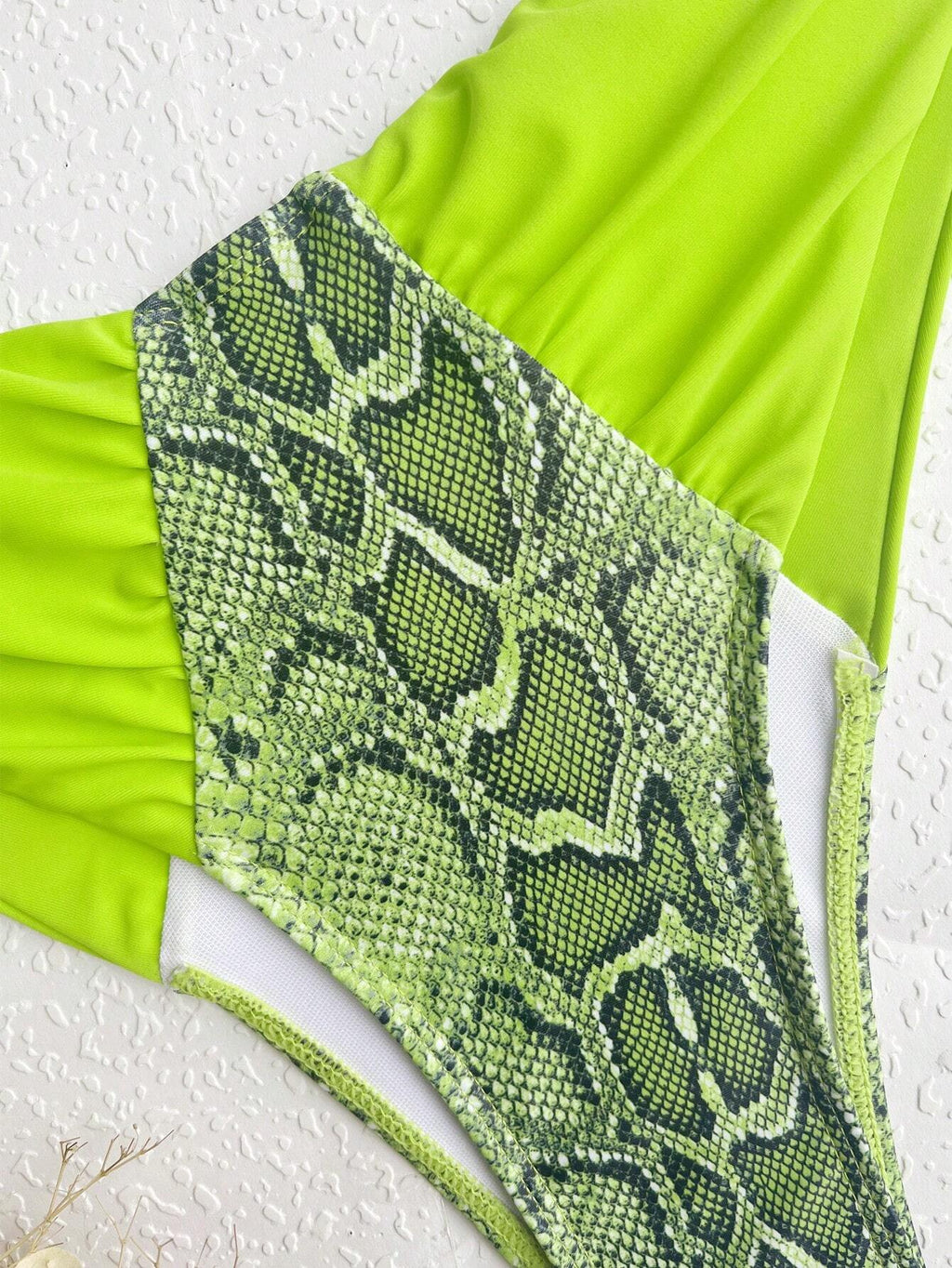 Swim Chiccia 2pcs Snake Skin Print Patchwork Bikini Green Bikini Two Pieces Bikini Summer - image 3