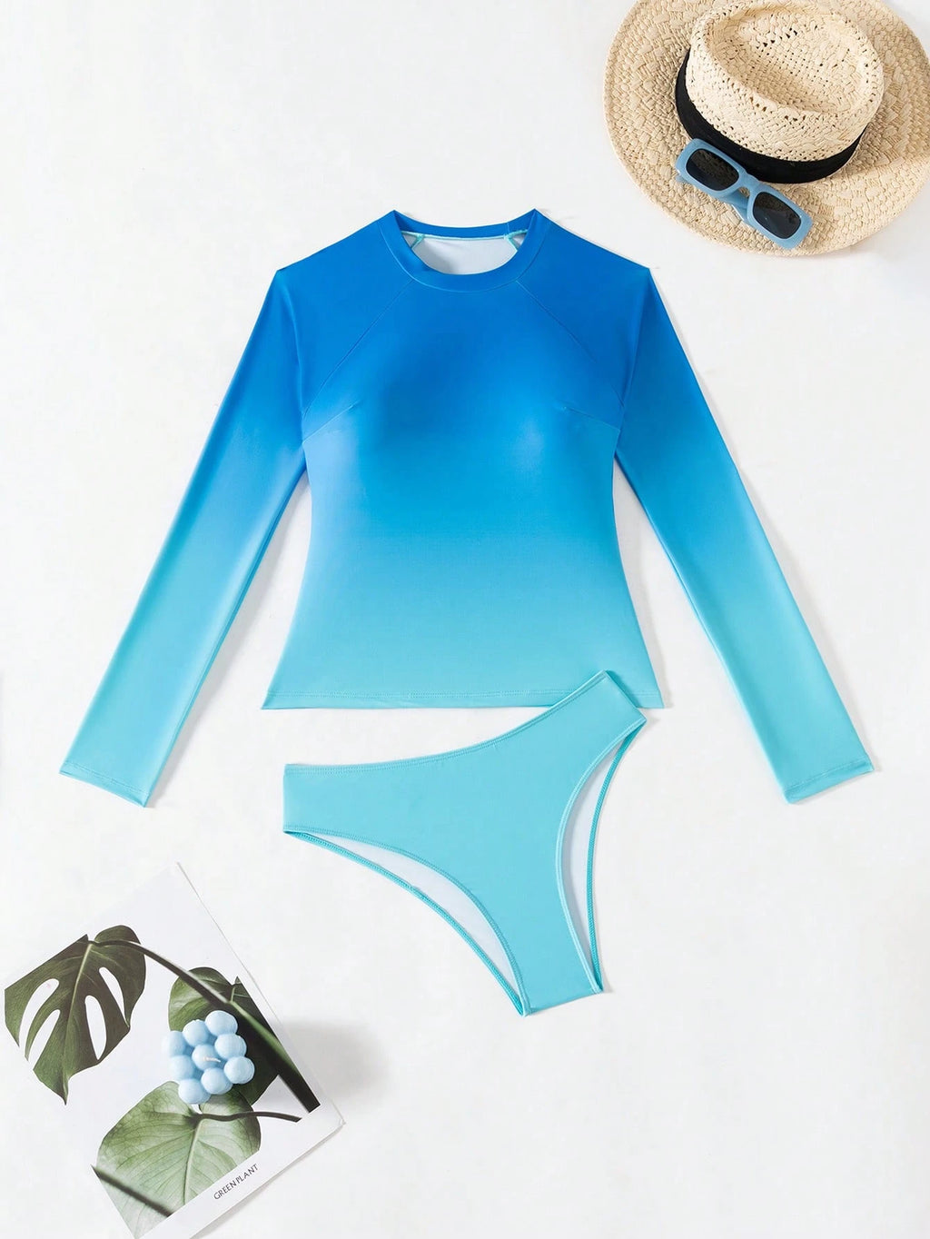 Swim SPRTY Women Tight-Fitting Sports Light Blue Gradient Long Sleeve