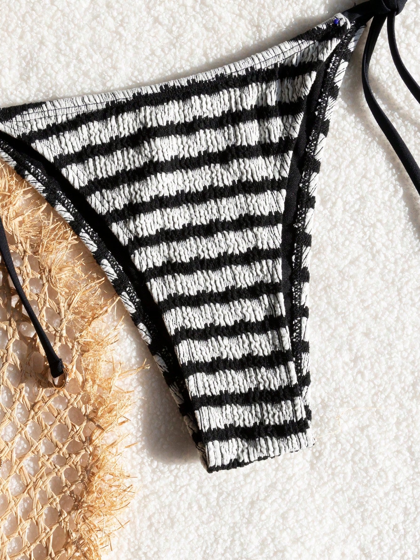 Premium European Halter Bikini With Striped Wavy Split Design,