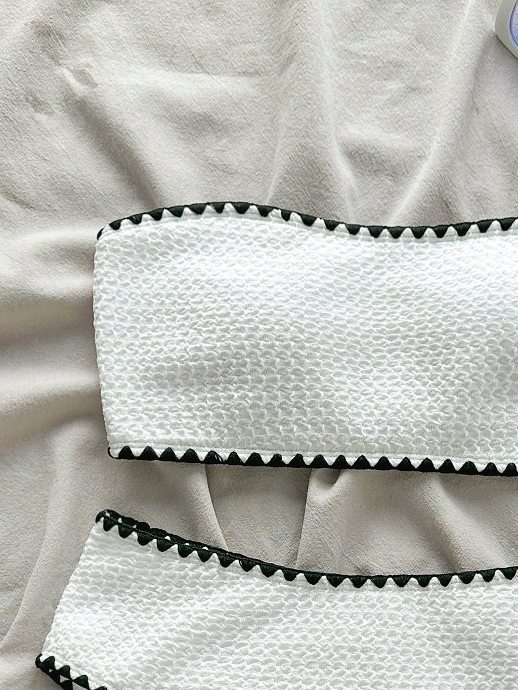 Swim Mod New Textured Fabric Women Summer Holiday Bandeau Teeth Edge Crafted Bik