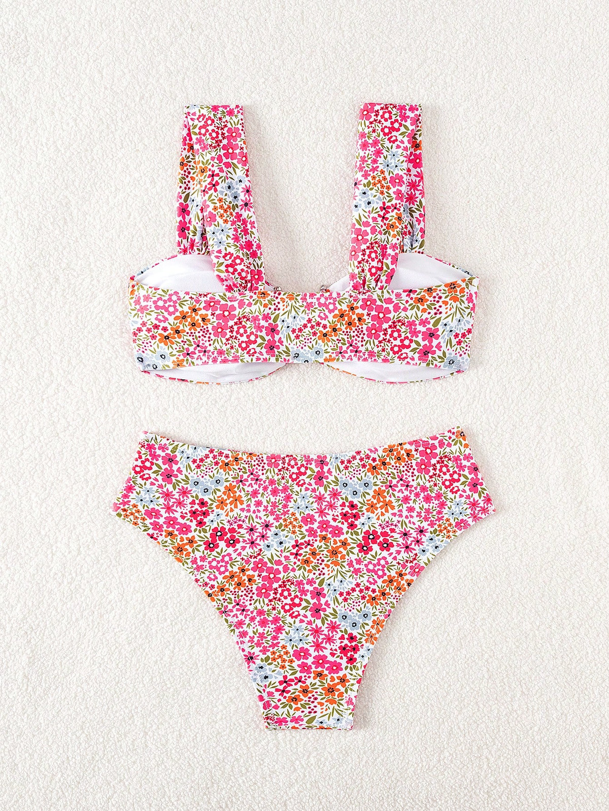 Swim Mod Springbreak Women's New Summer Random Ditsy Floral V-Neck Halter Bikini Set - image 8