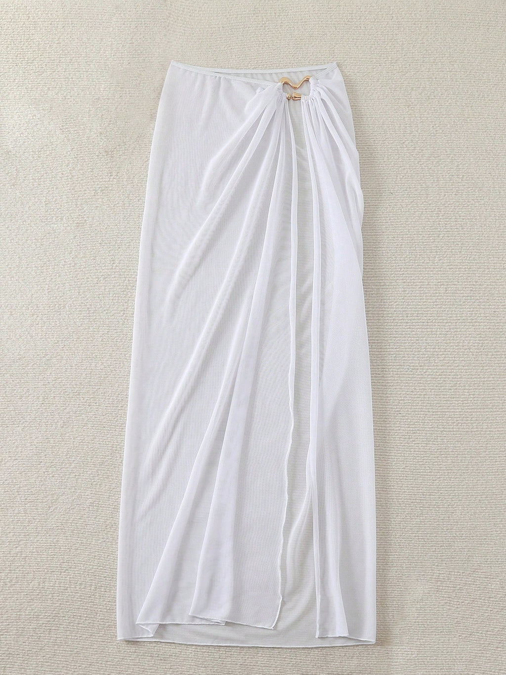 Swim Navy Blue See-Through High Slit Sexy Beach Sarong Skirt Summer - image 17