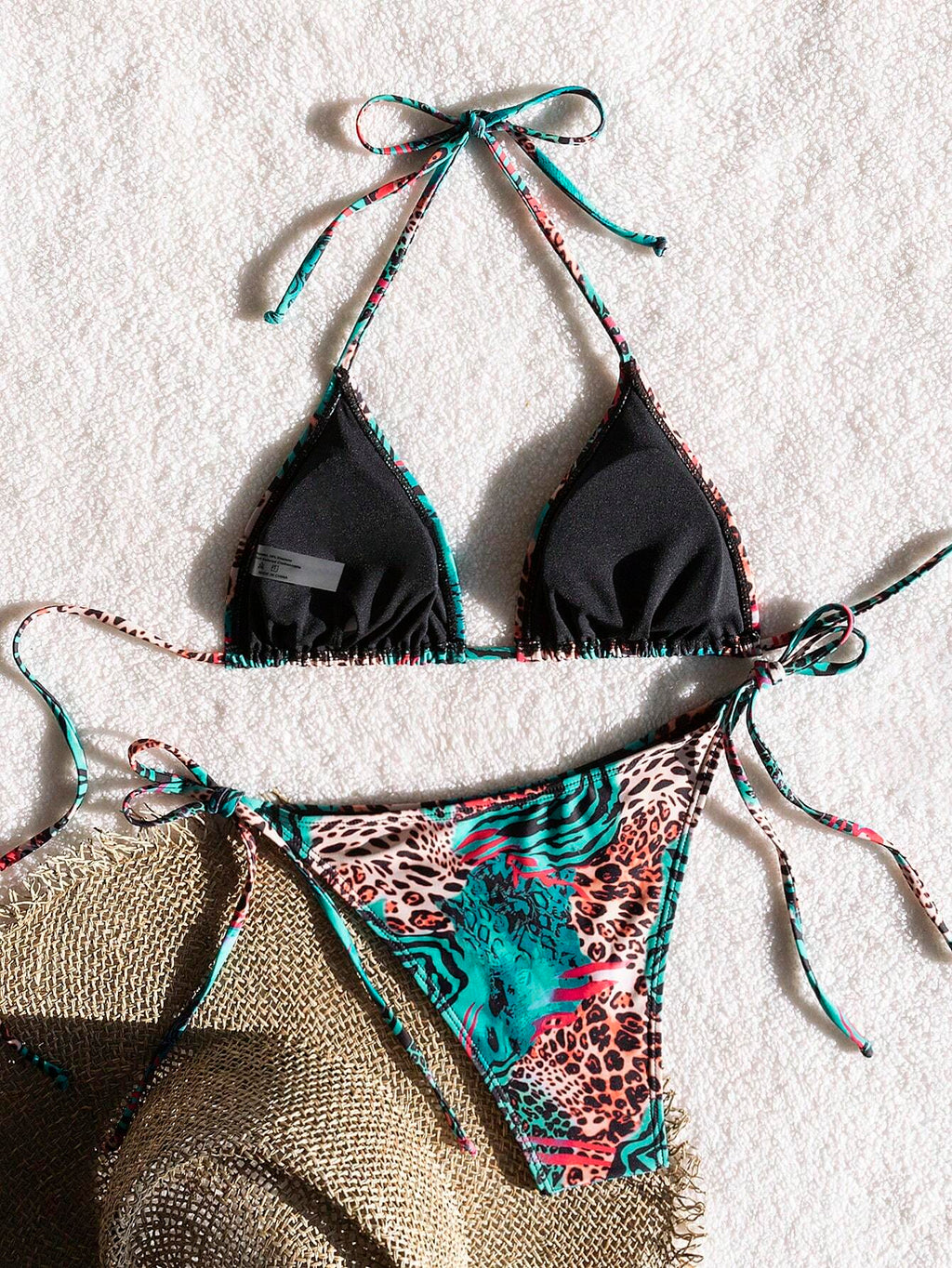 Bestselling Sexy Leopard Print Halter Tie Bikini Set, Open Back