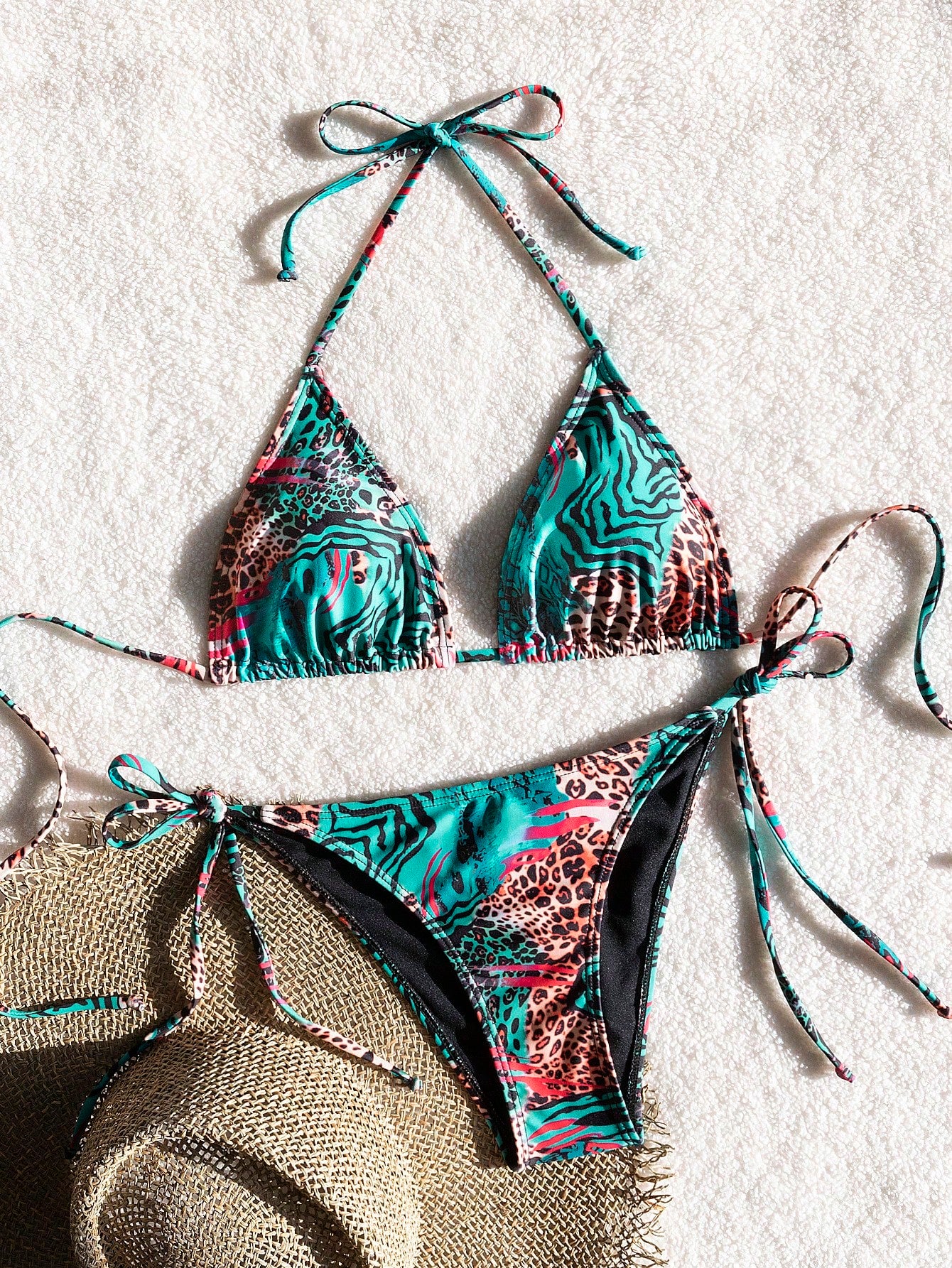 Bestselling Sexy Leopard Print Halter Tie Bikini Set, Open Back