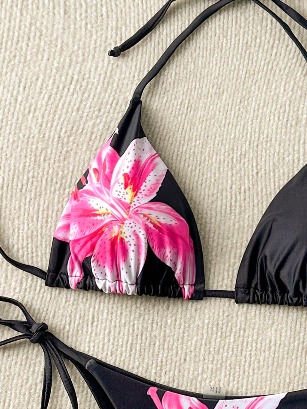 Women's Floral Print Tie-Front Bikini Set, Includes Triangle Top And