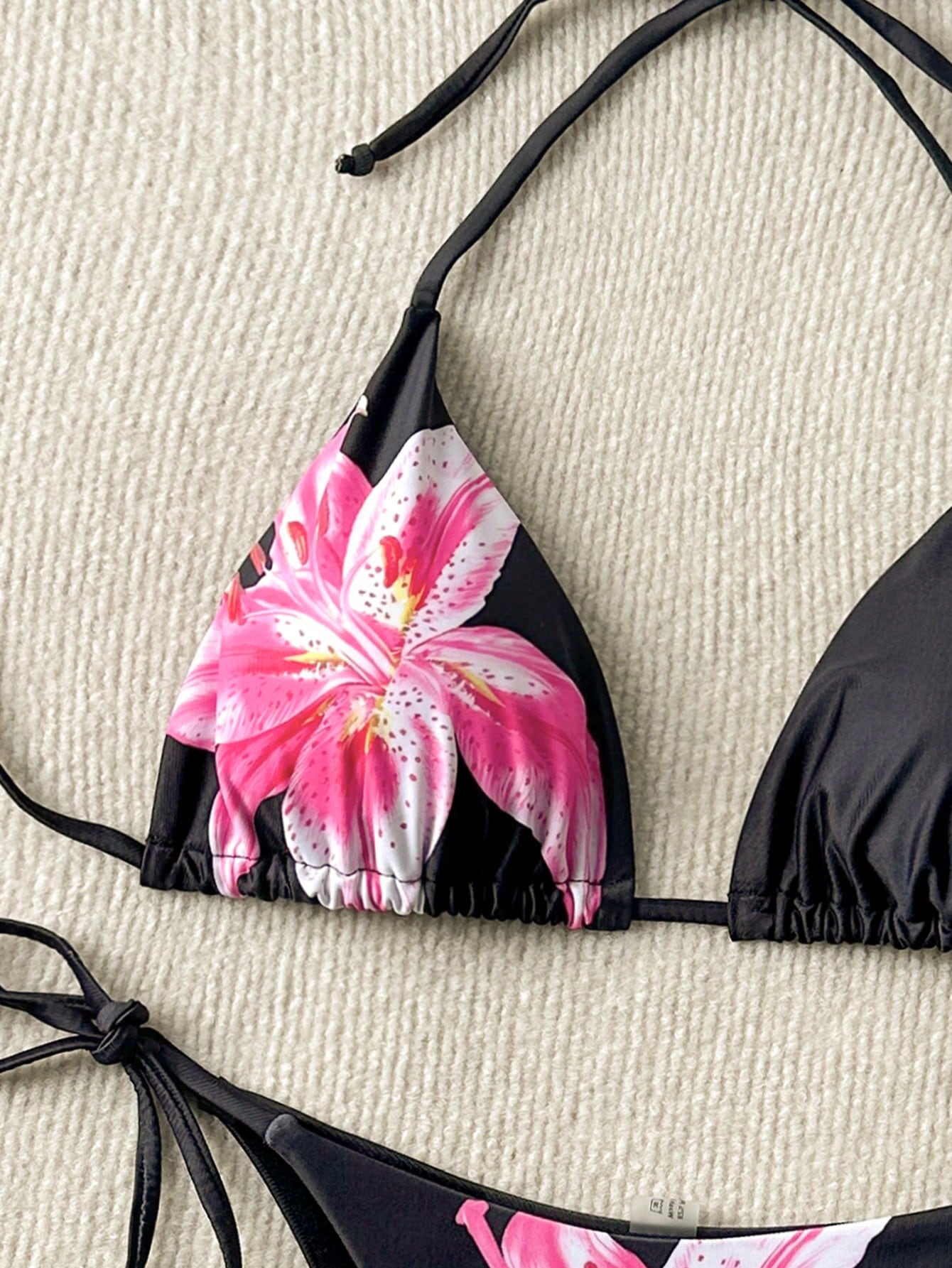Women's Floral Print Tie-Front Bikini Set, Includes Triangle Top And