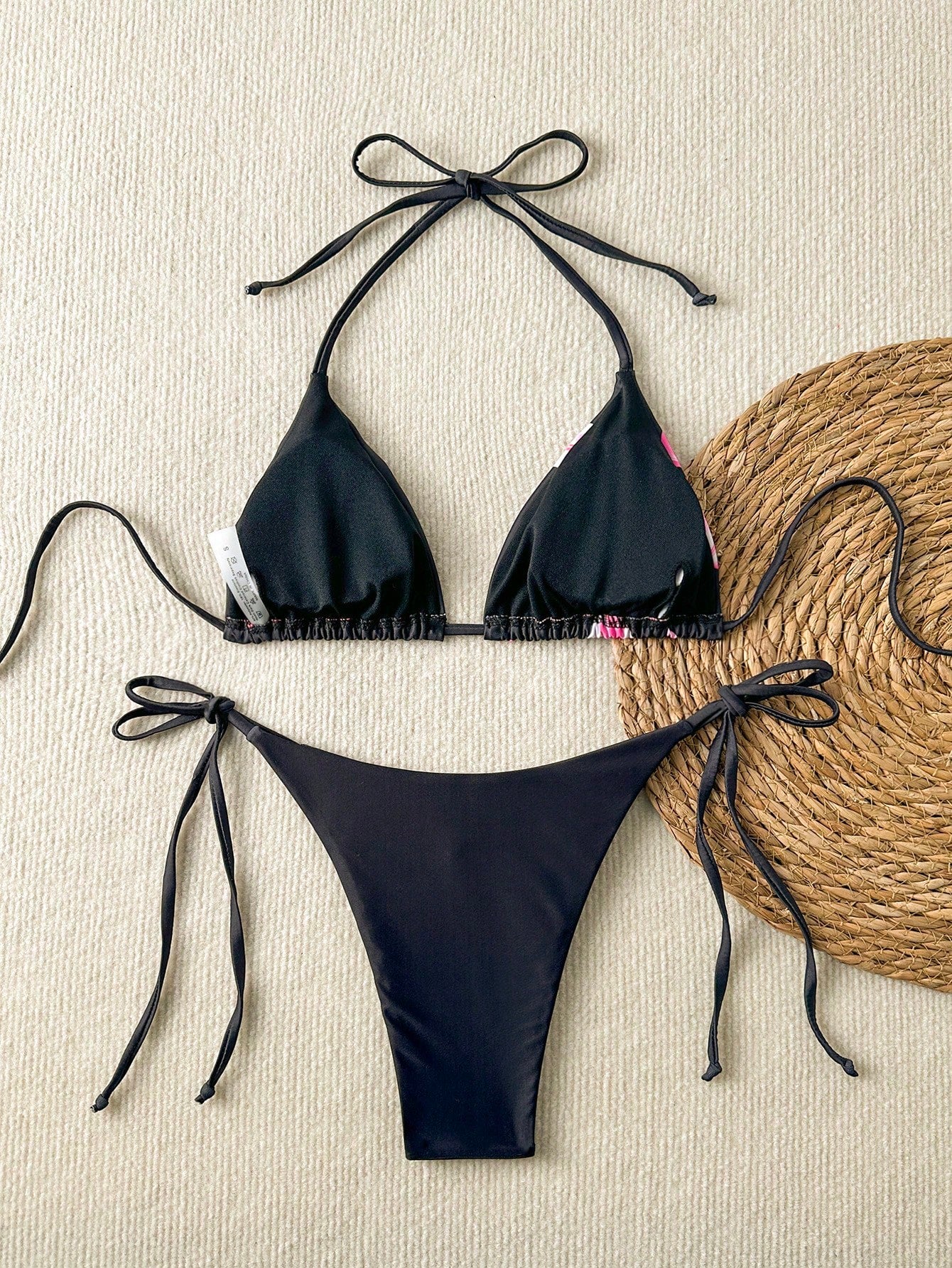 Women's Floral Print Tie-Front Bikini Set, Includes Triangle Top And
