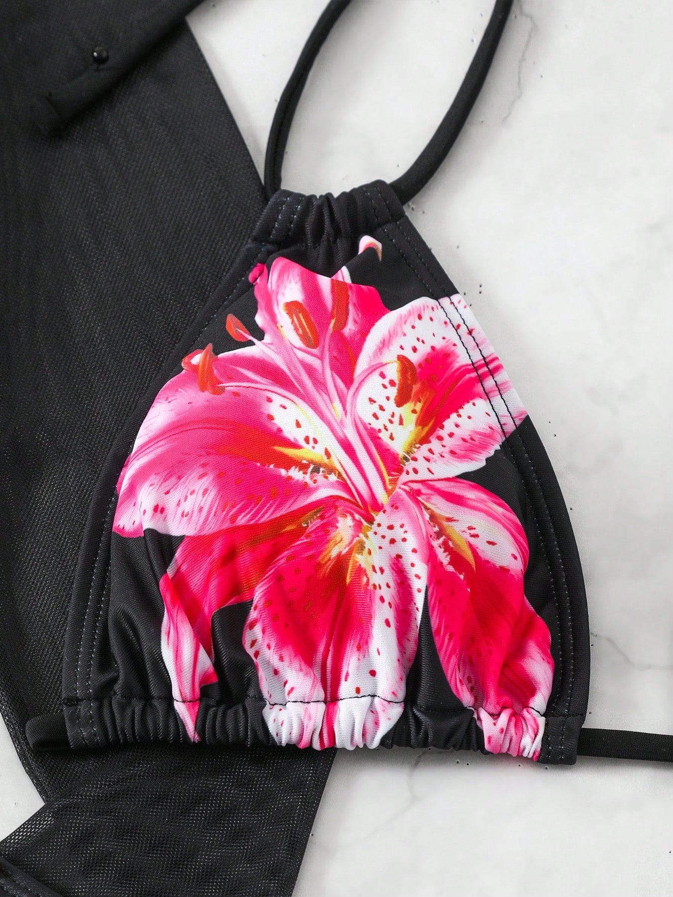 Swim Mod Summer 4 Pieces Set: Triangle Halter Top, Long Sleeve