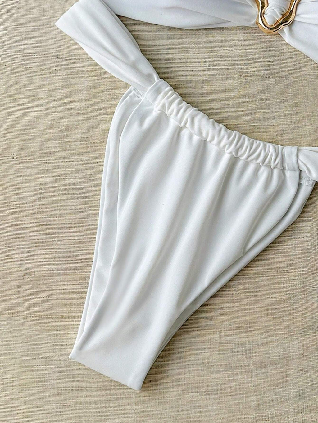 Swim Chiccia Women's Summer Solid Color Bandeau Metallic Accent & Thong Bikini Swimwear Set, Sexy - image 10