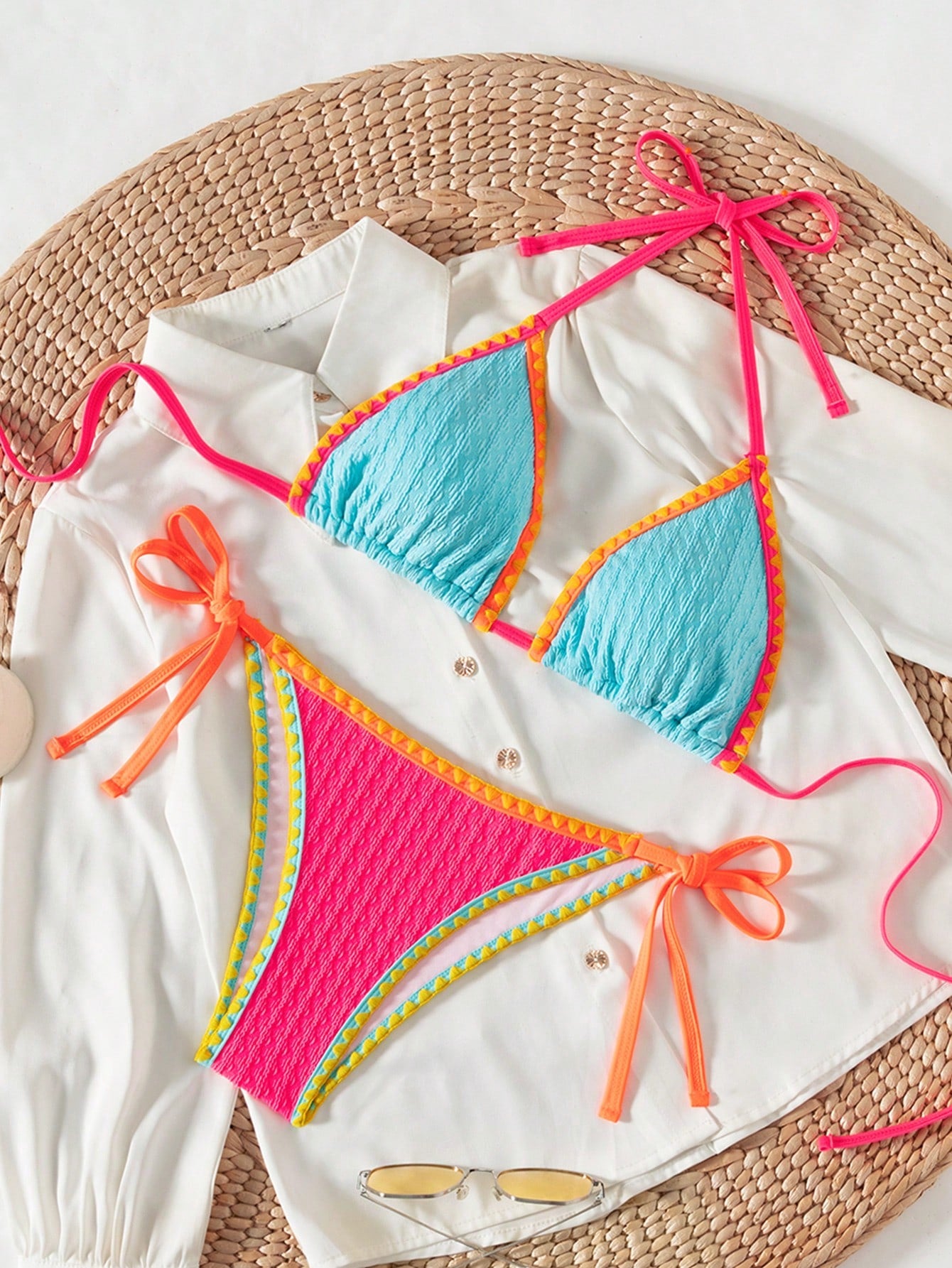 Swim SXY Springbreak Women Teal And Pink Summer Beach Vacation Holiday Casual Holiday Vacation Outfits Ruffle - image 10