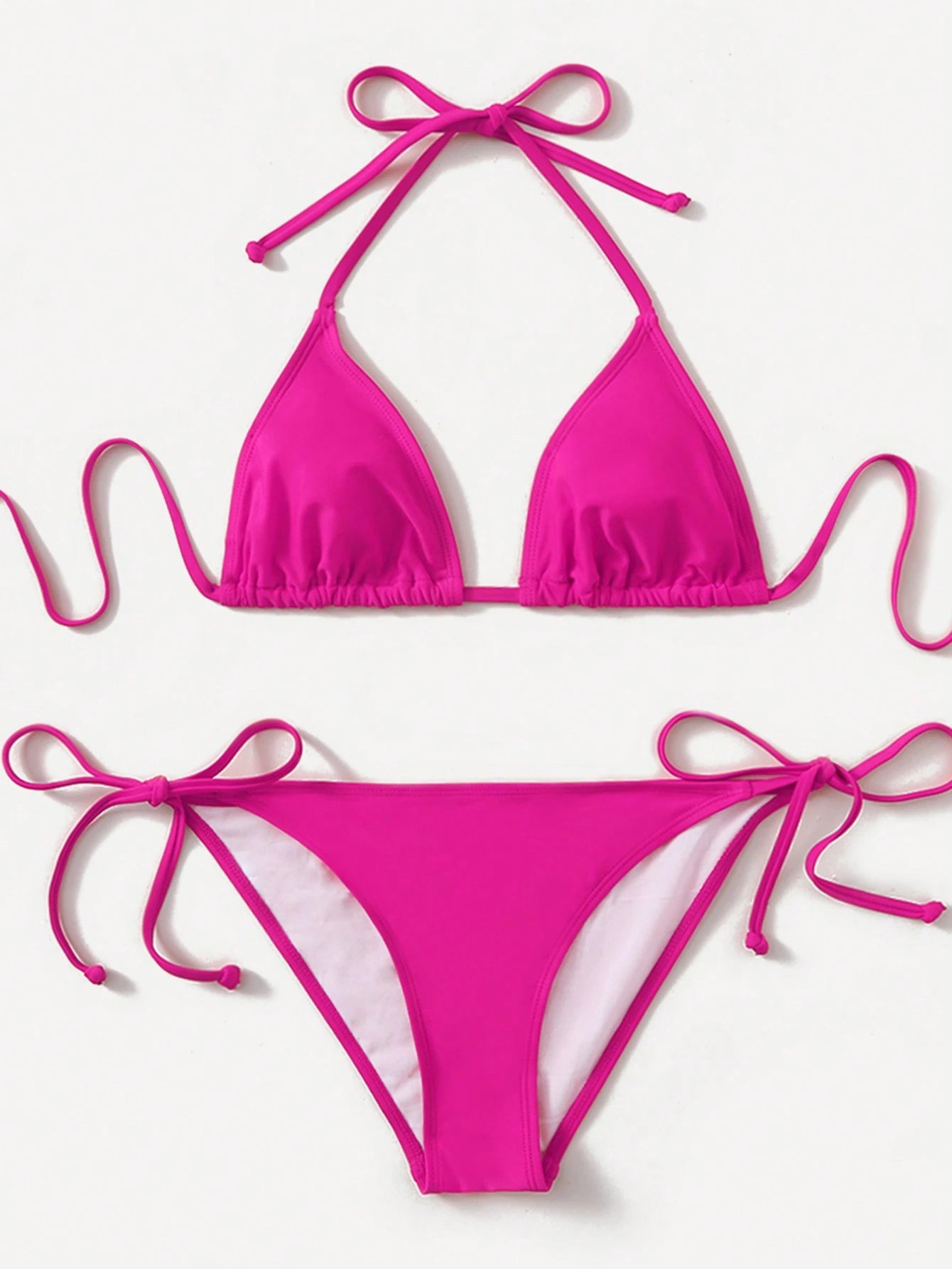 Swim Basics Ladies Solid Color Halter Strap Simple Fashionable Bikini