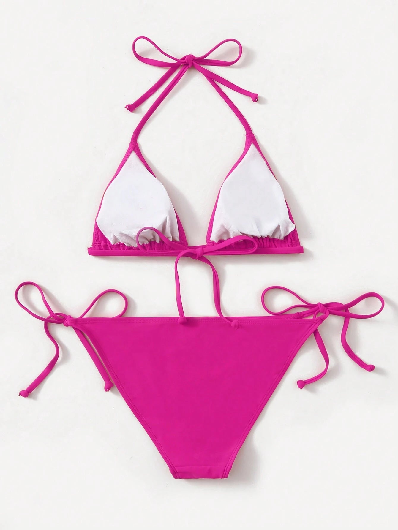 Swim Basics Summer Solid Color Simple Fashion Casual Daily Bikini Set