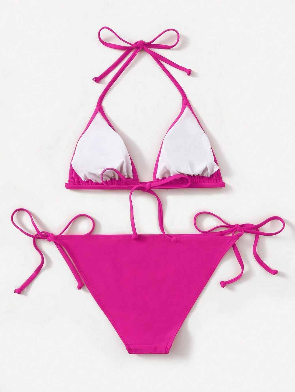 Swim Basics Ladies Solid Color Halter Strap Simple Fashionable Bikini