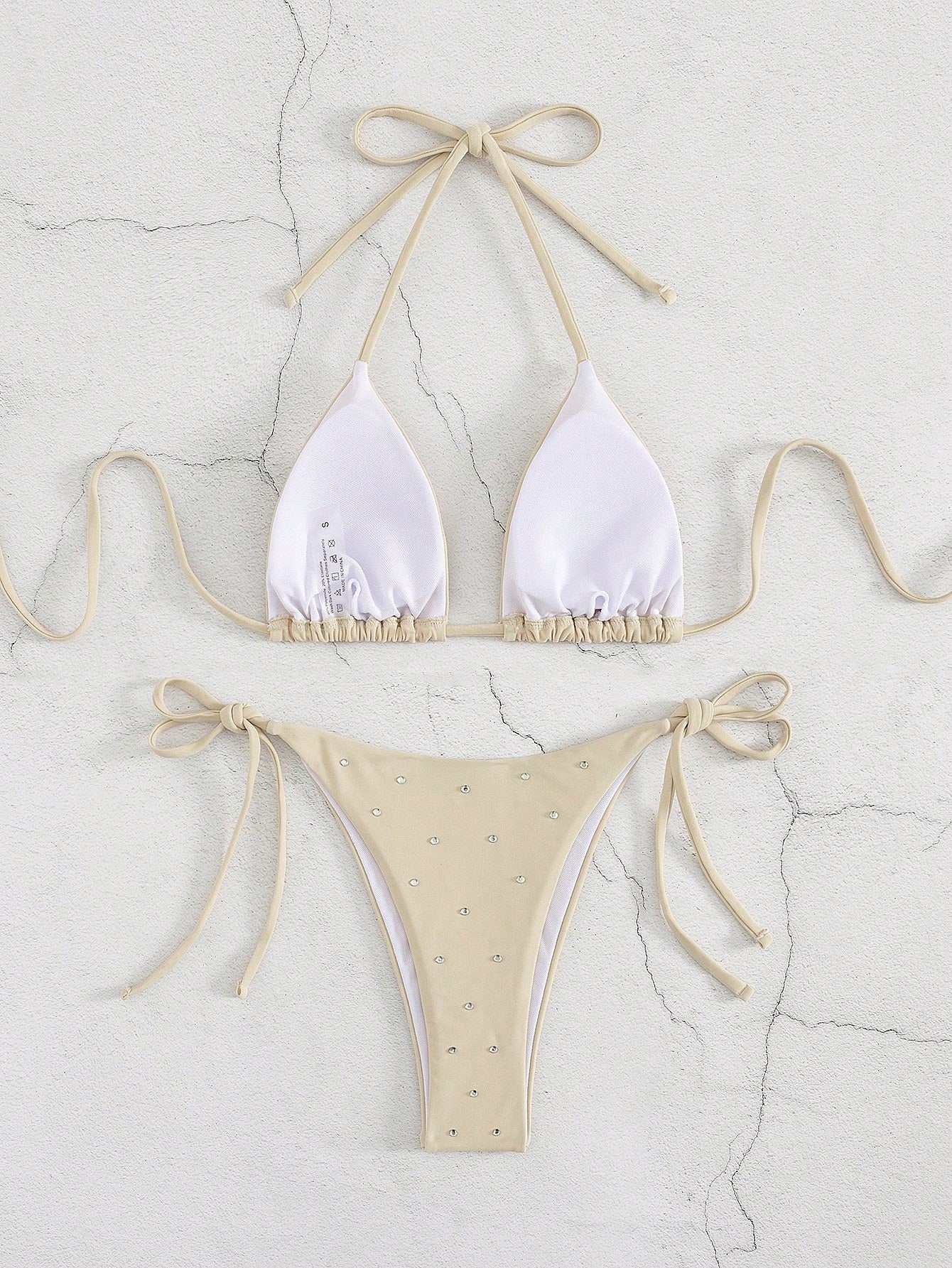 New Arrival Women Rhinestone Decor Bikini Two Pieces Swimwear Set, European & Am