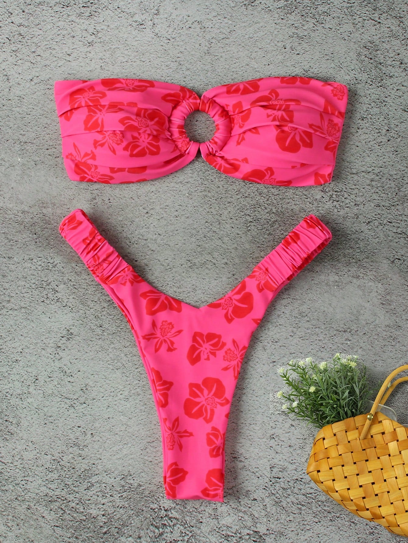 Women's Floral Print Sexy Bandeau Bikini Swimwear Set Summer Spring 2026 Beach Holiday Outfits,Vacation - image 7