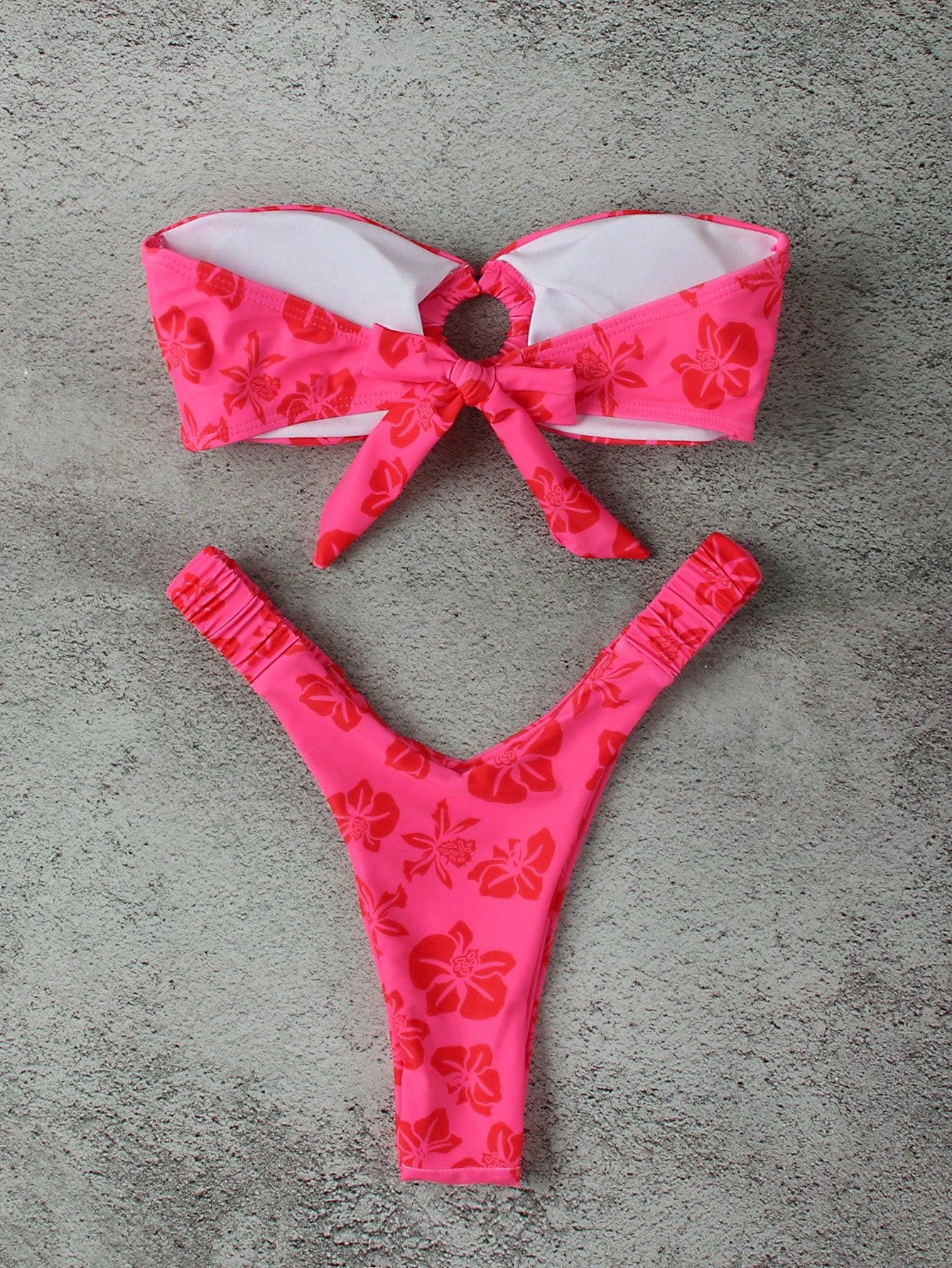 Women's Floral Print Sexy Bandeau Bikini Swimwear Set Summer Spring