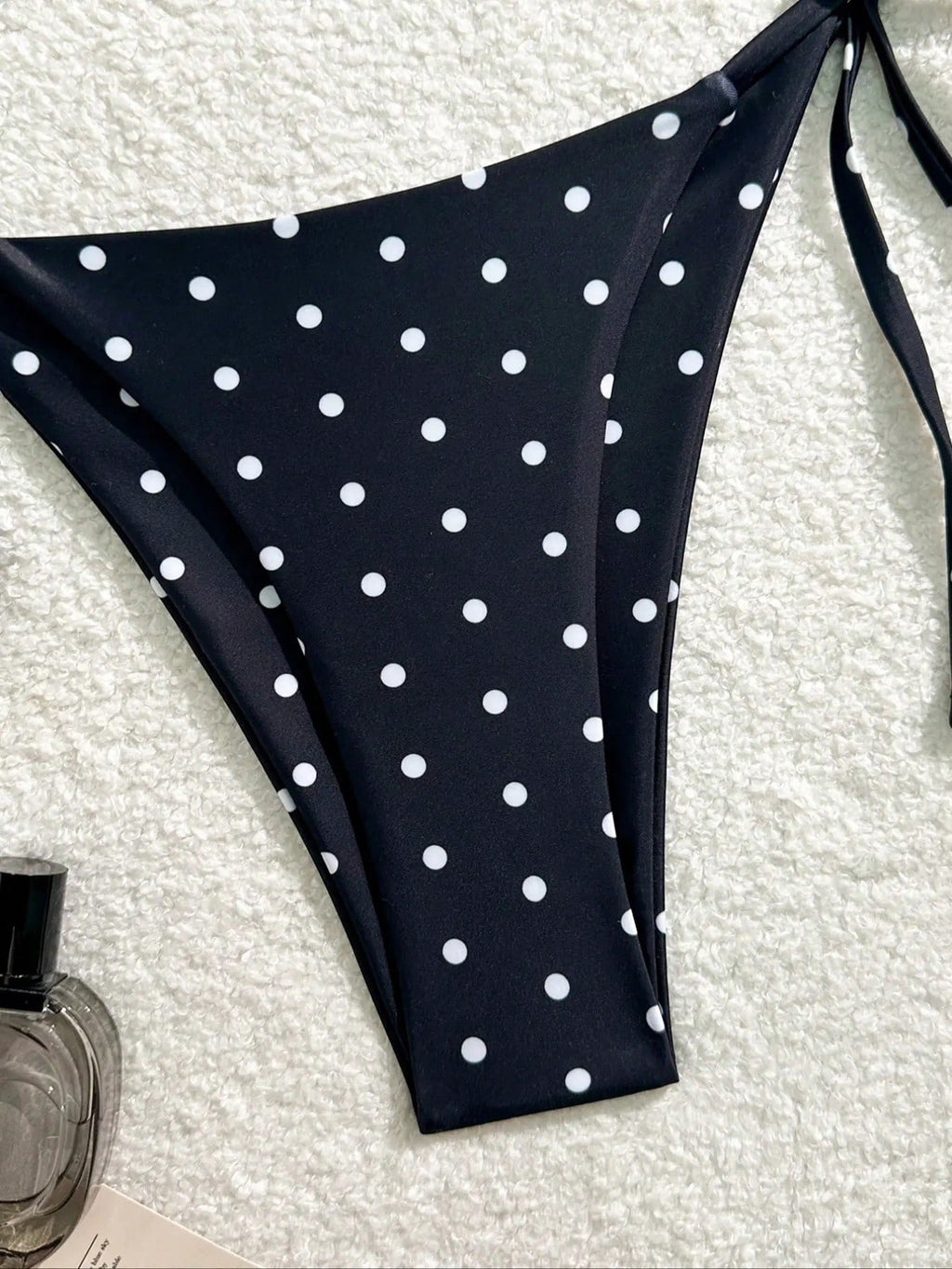 Women 2pcs Sexy Black & White Polka Dot Printed Bikini Swimwear Set,