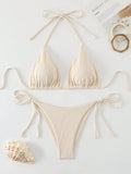 Swim Basics Summer Beach Mono Bikini Set Halter Triangle Bra & Tie