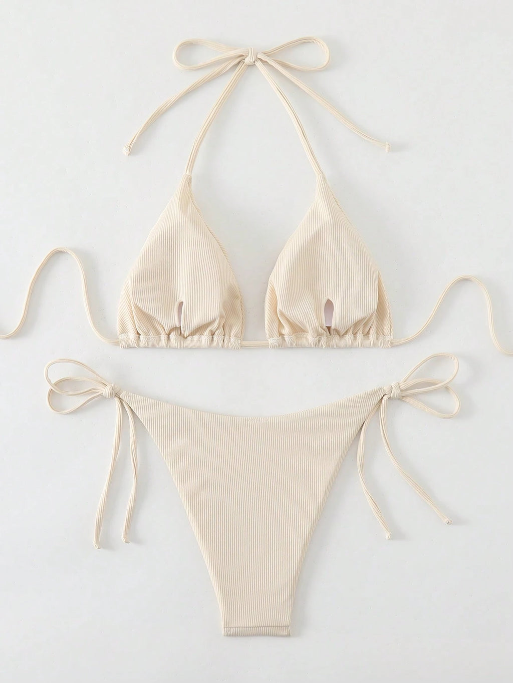 Swim Basics Summer Beach Mono Bikini Set Halter Triangle Bra & Tie