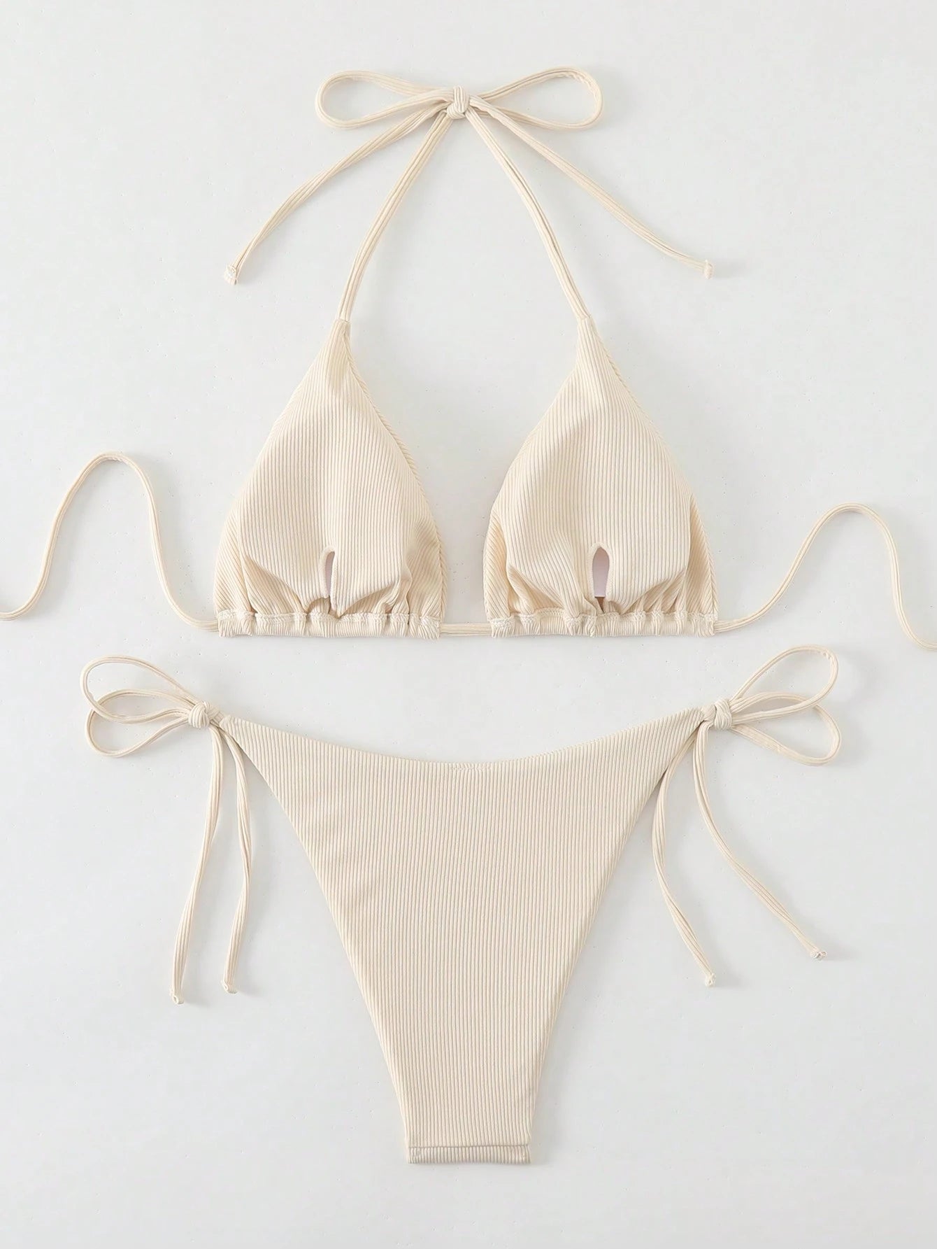 Swim Basics Summer Beach Mono Bikini Set Halter Triangle Bra & Tie