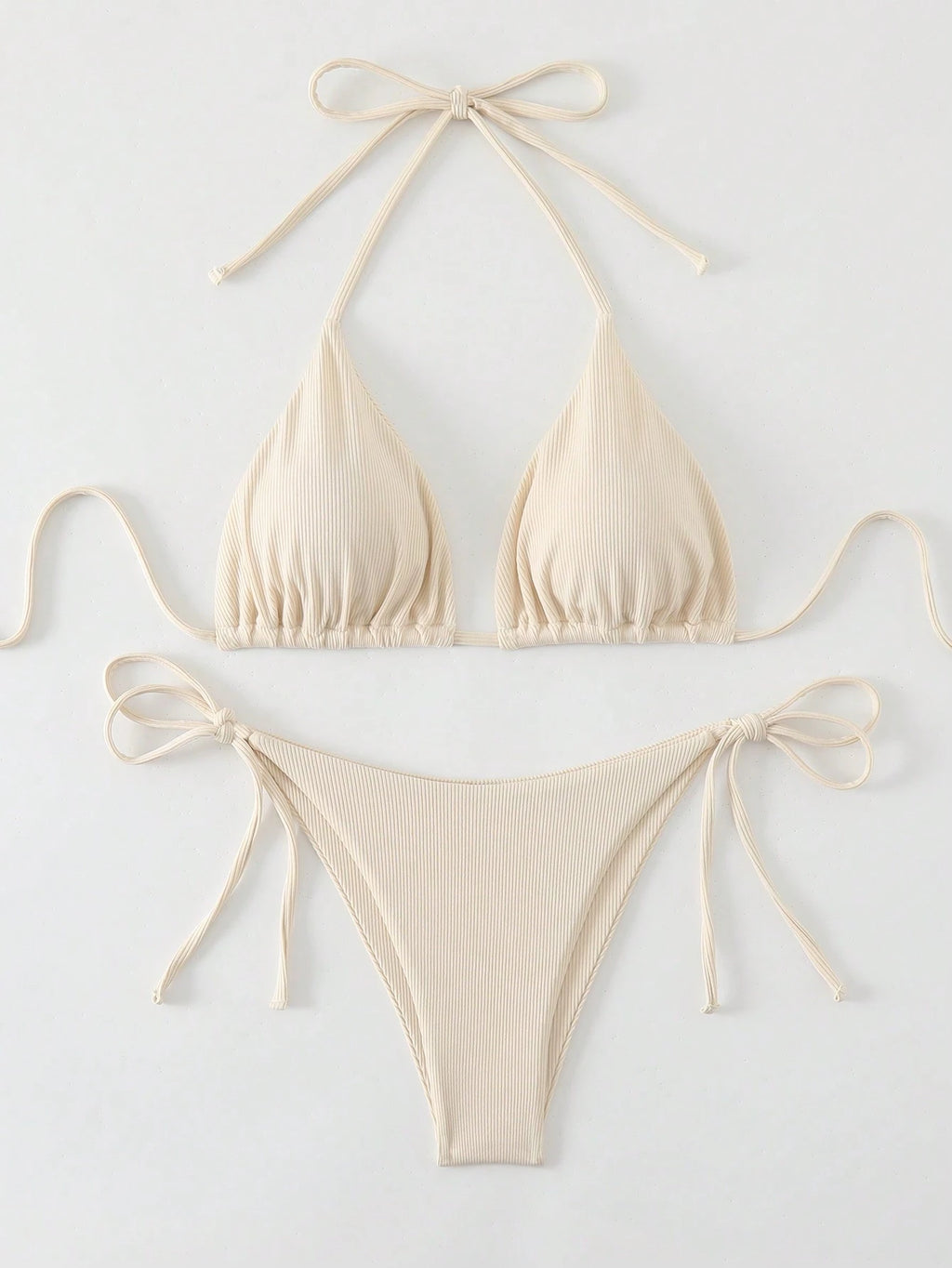 Swim Basics Summer Beach Mono Bikini Set Halter Triangle Bra & Tie