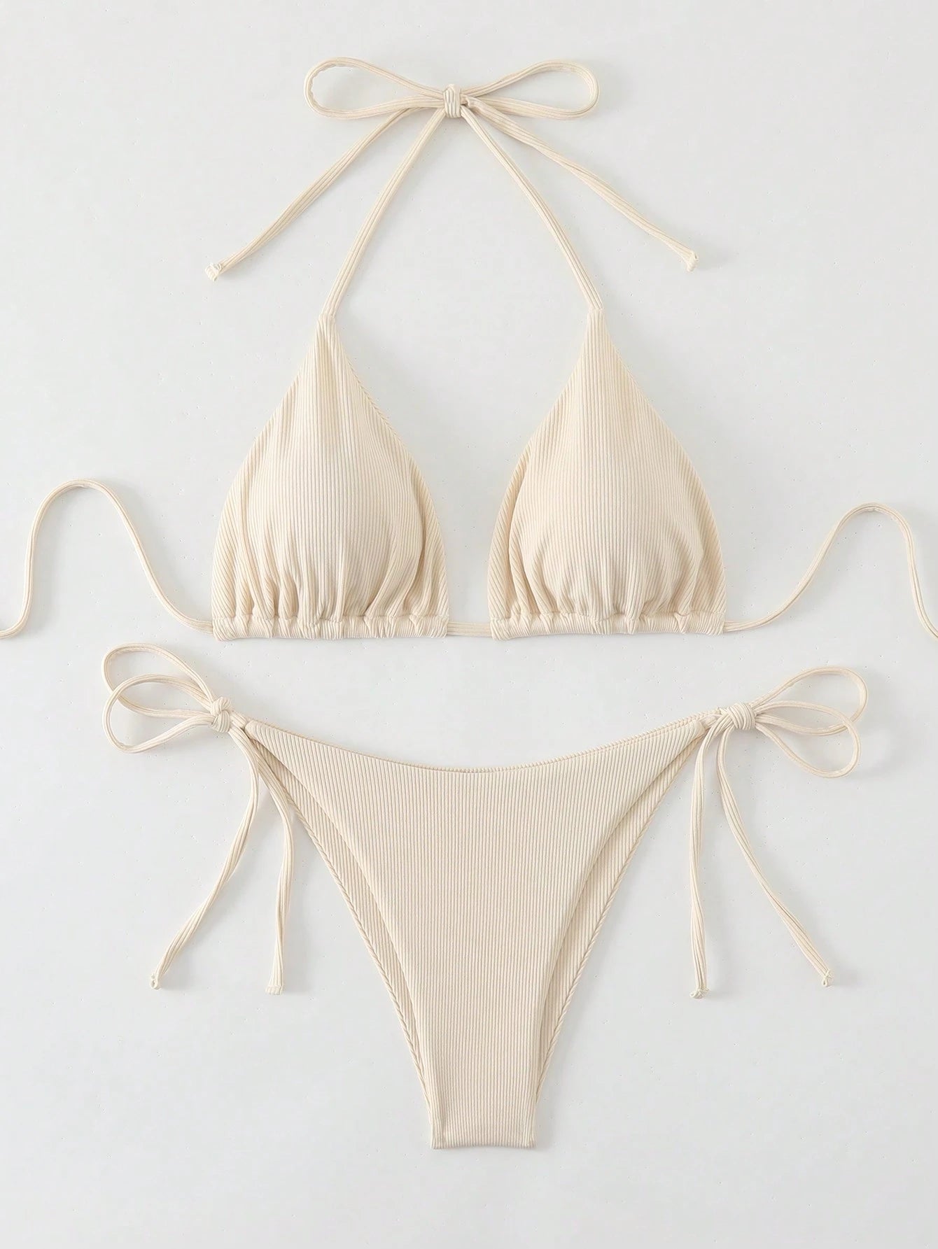 Swim Basics Summer Beach Mono Bikini Set Halter Triangle Bra & Tie