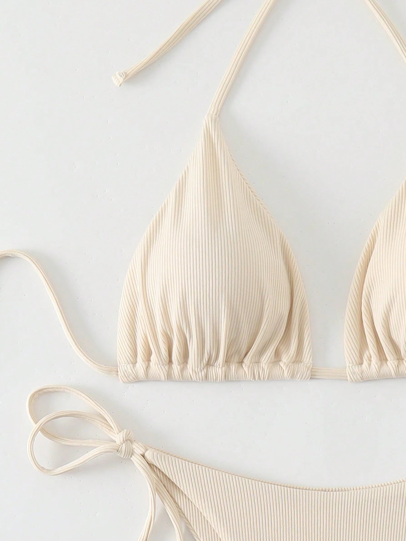 Swim Basics Summer Beach Mono Bikini Set Halter Triangle Bra & Tie