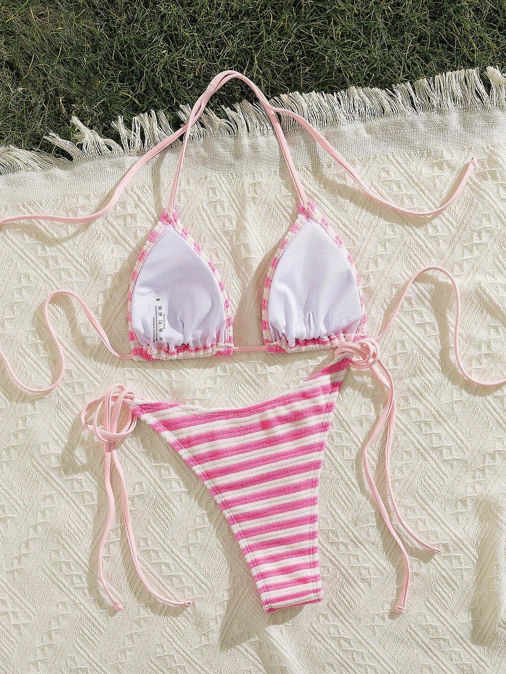 Sultry Sol New Soft Bandeau Striped Tie Neck Simple Elegant Party