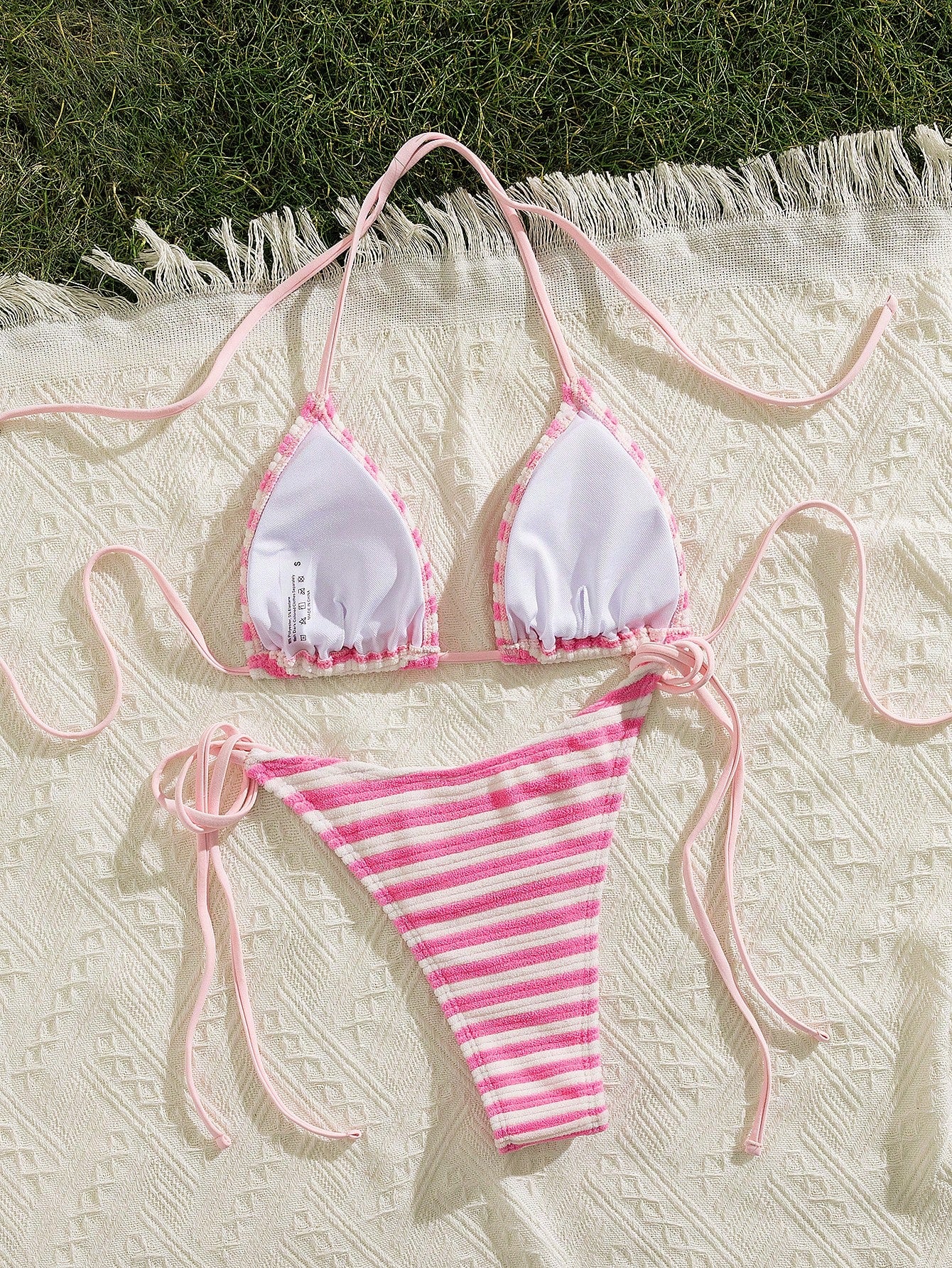 Sultry Sol New Soft Bandeau Striped Tie Neck Simple Elegant Party