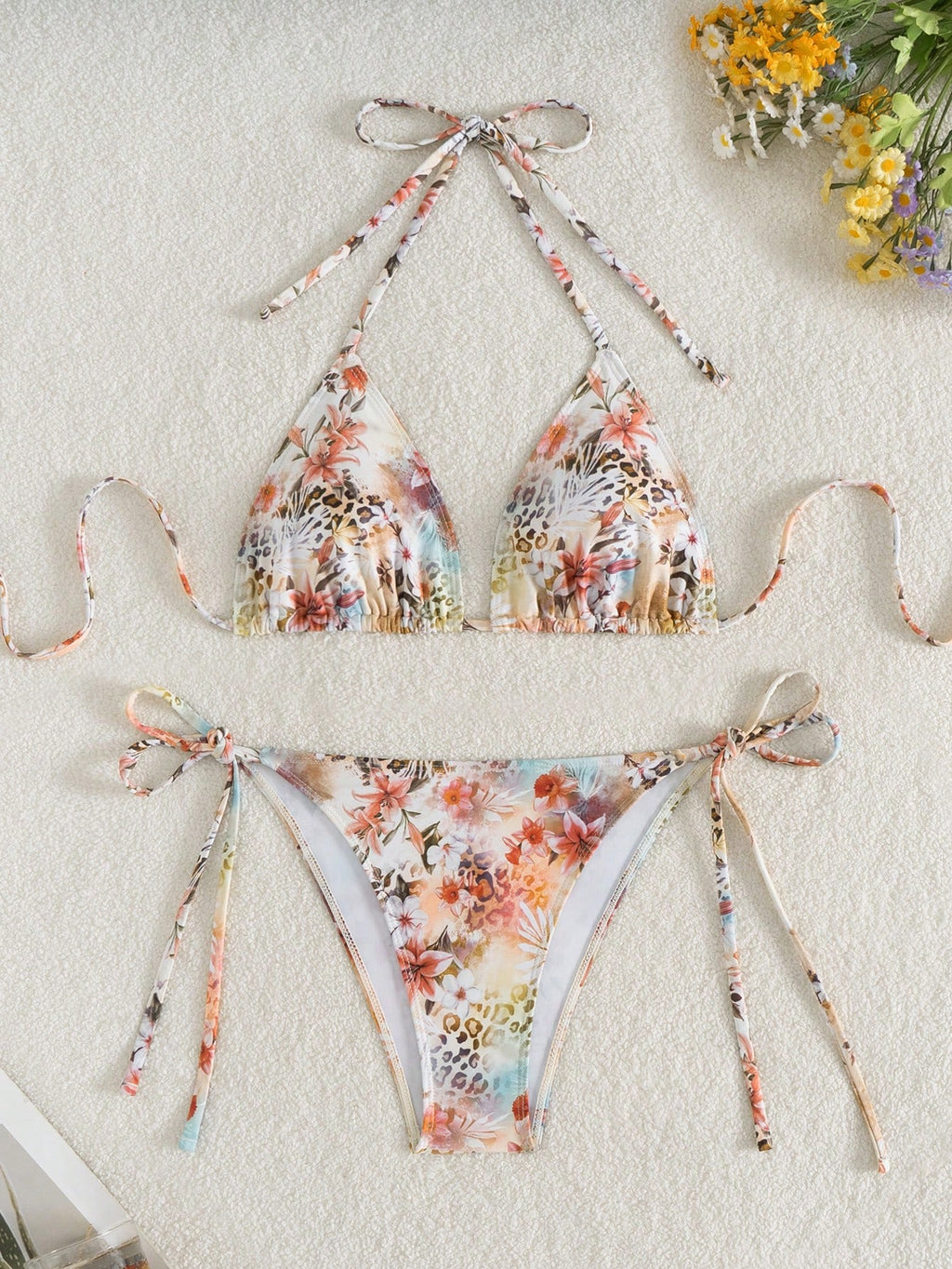 Swim Vcay Vacation Beach Leopard & Floral Print Bikini Swimwear For