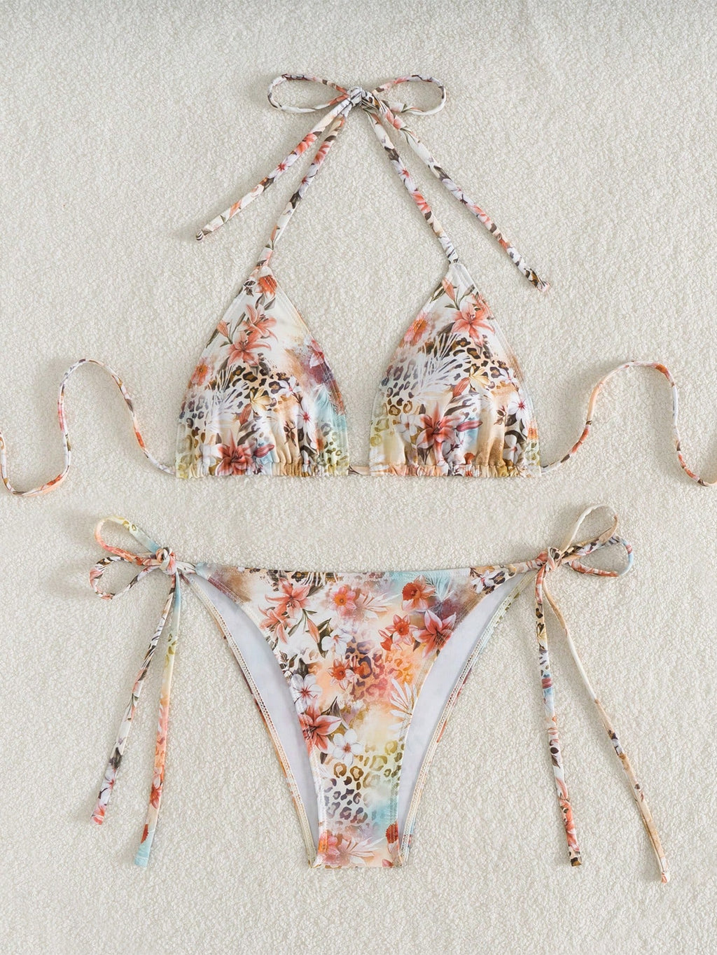 Swim Vcay Vacation Beach Leopard & Floral Print Bikini Swimwear For