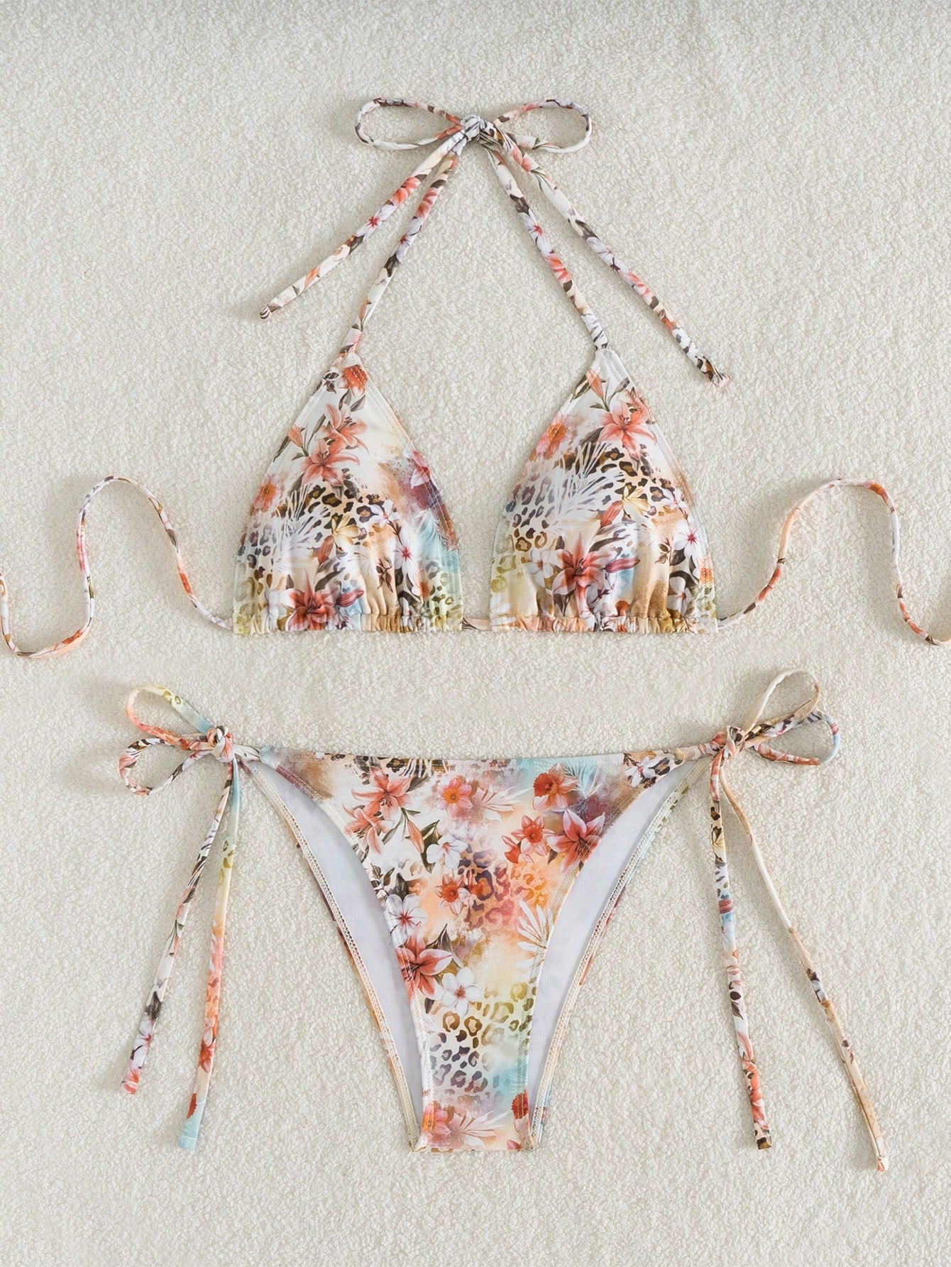 Swim Vcay Vacation Beach Leopard & Floral Print Bikini Swimwear For