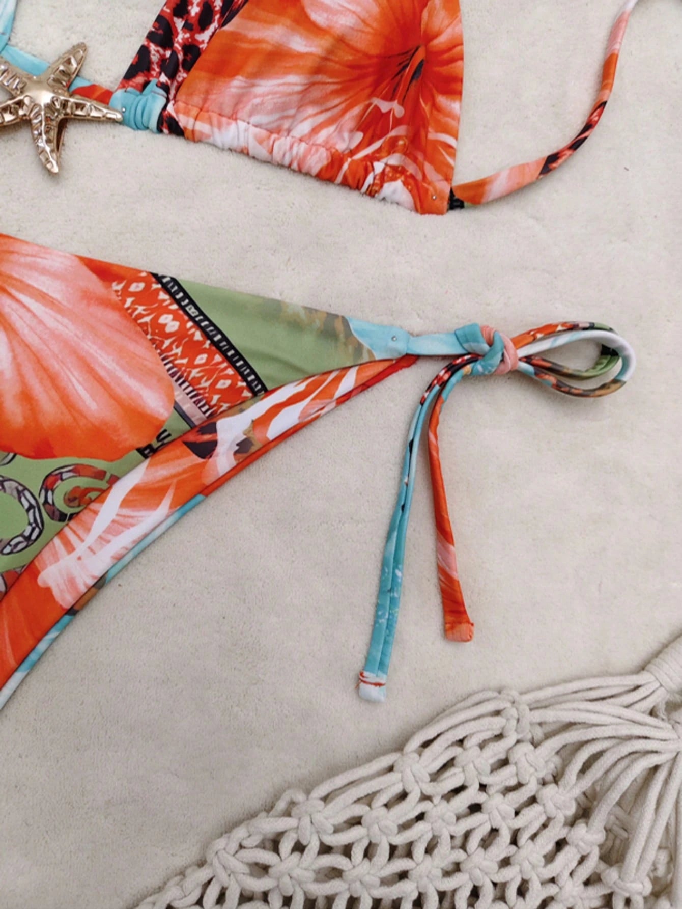 2pcs/Set Summer Vacation Random Leopard & Floral Print Metal Starfish