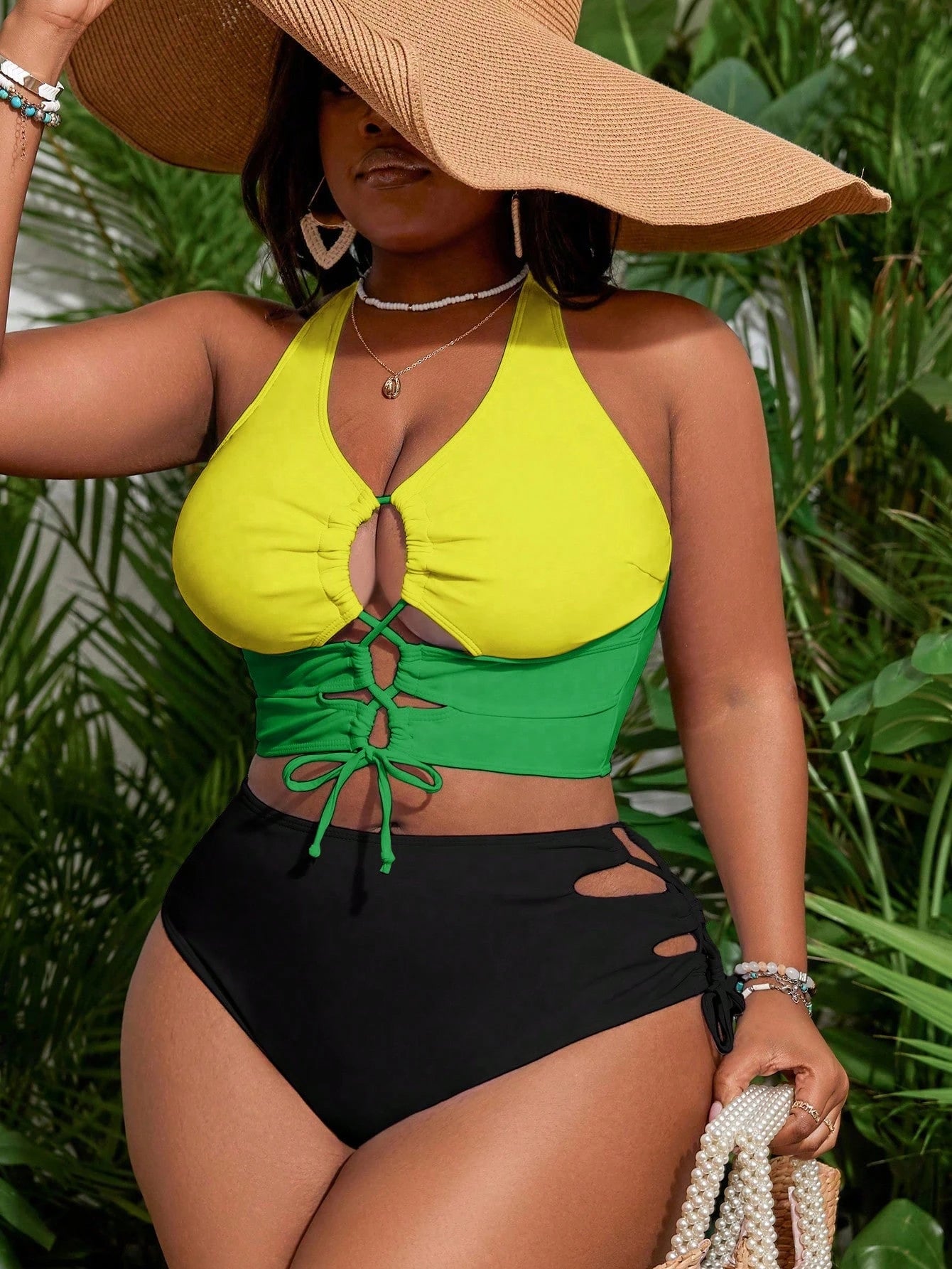 Slaydiva Plus Size Women's Contrast Color Tie-Up Design Sexy Bikini Swimwear Set, For Summer Beach Vacation - image 18