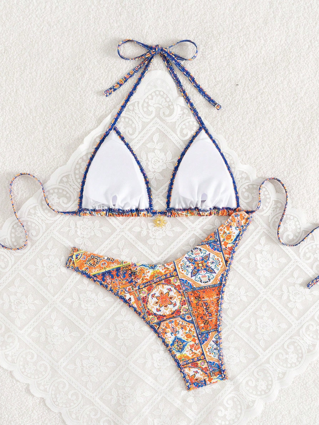 Swim Vcay 2pcs/Set Women Red White And Blue Summer Boho Beach