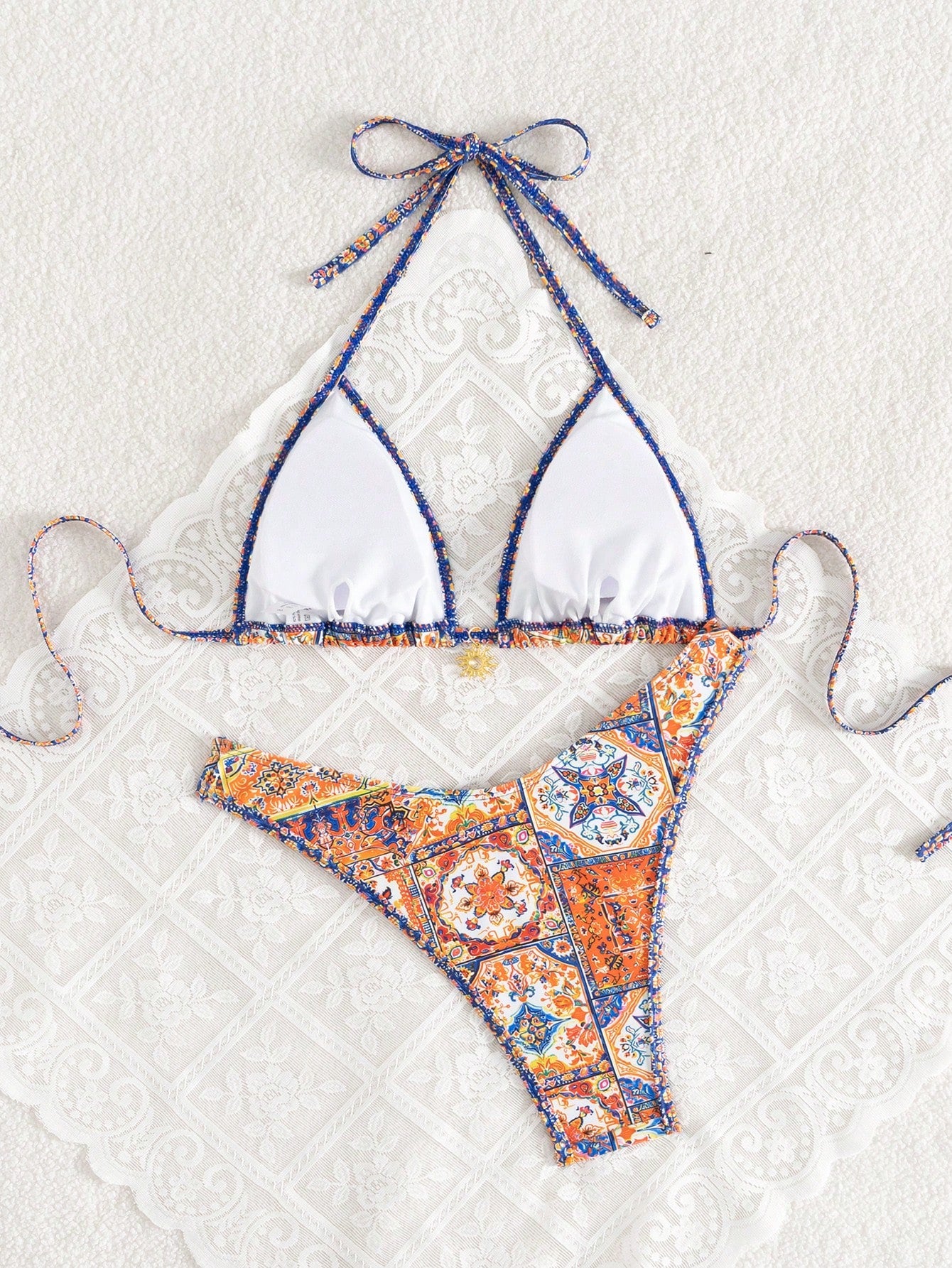 Swim Vcay 2pcs/Set Women Red White And Blue Summer Boho Beach