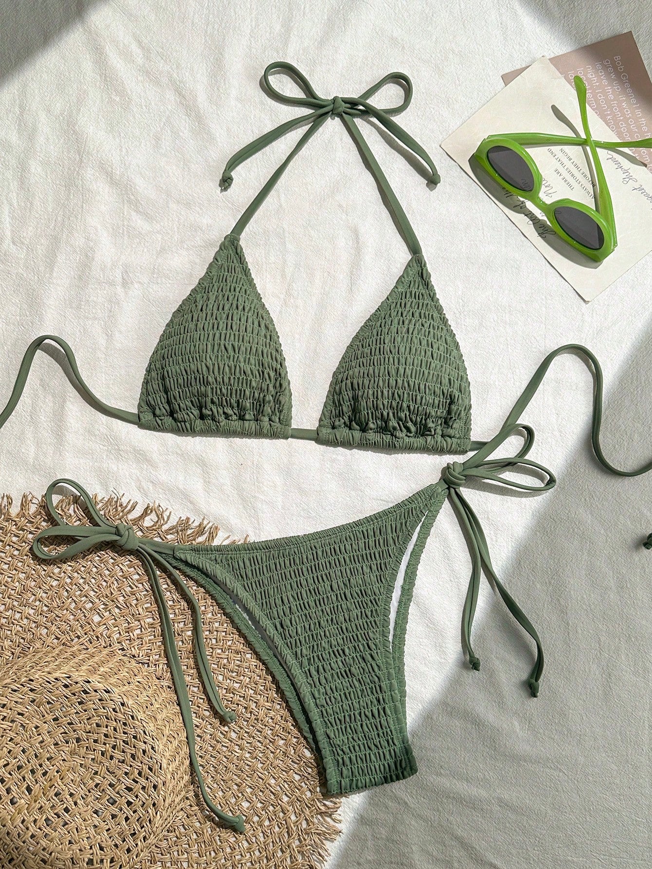 Swim Basics Women's Solid Color Halter Neck Sexy Bikini Set Bathing Suit For Sum