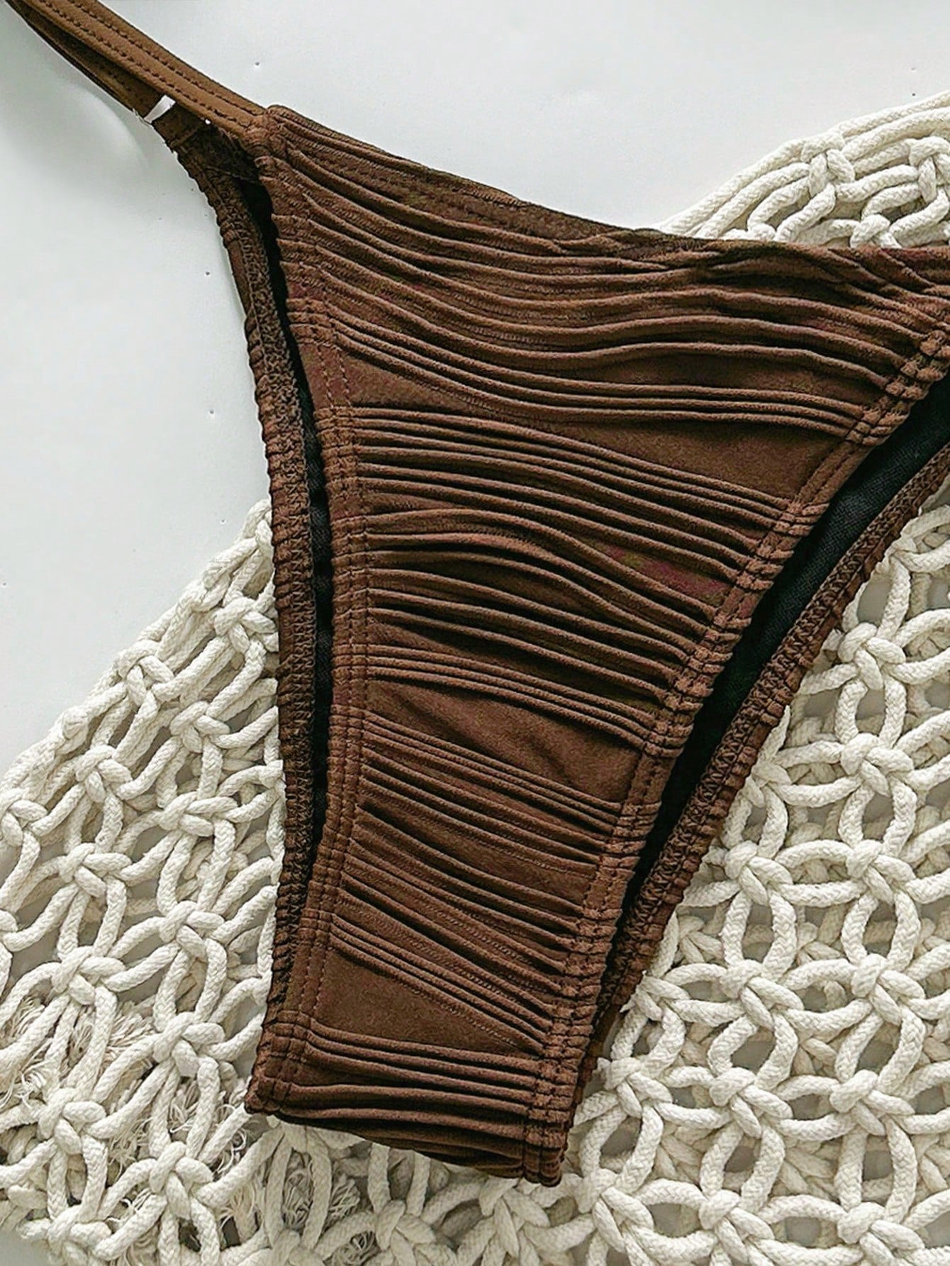 Swim Chiccia Women's Summer Solid Color Jacquard Fabric Bandeau Top &
