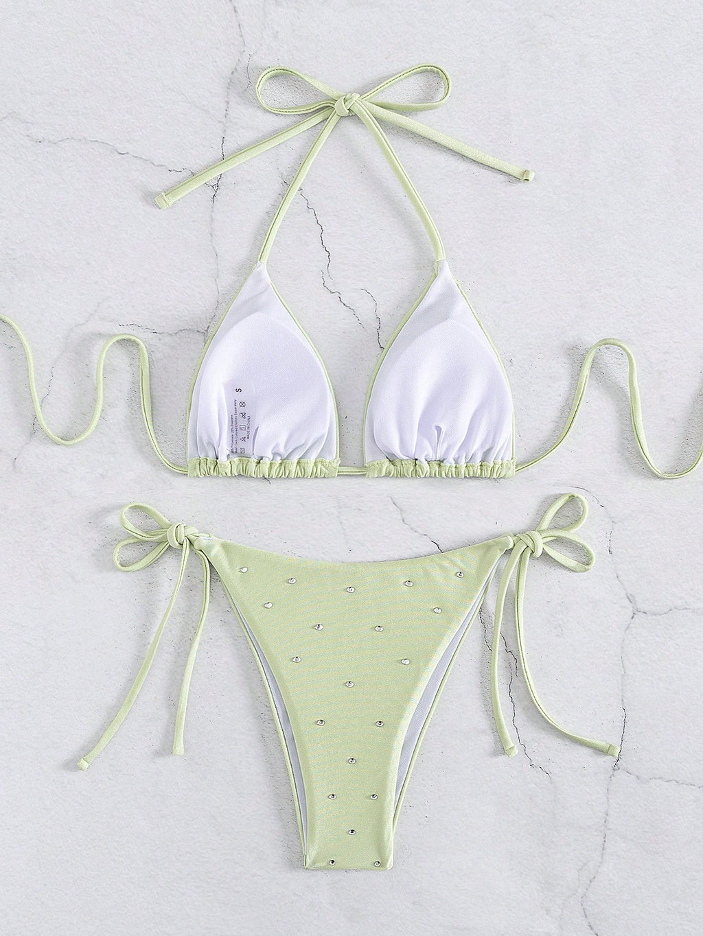 New Arrival Women Rhinestone Decor Bikini Two Pieces Swimwear Set, European & Am