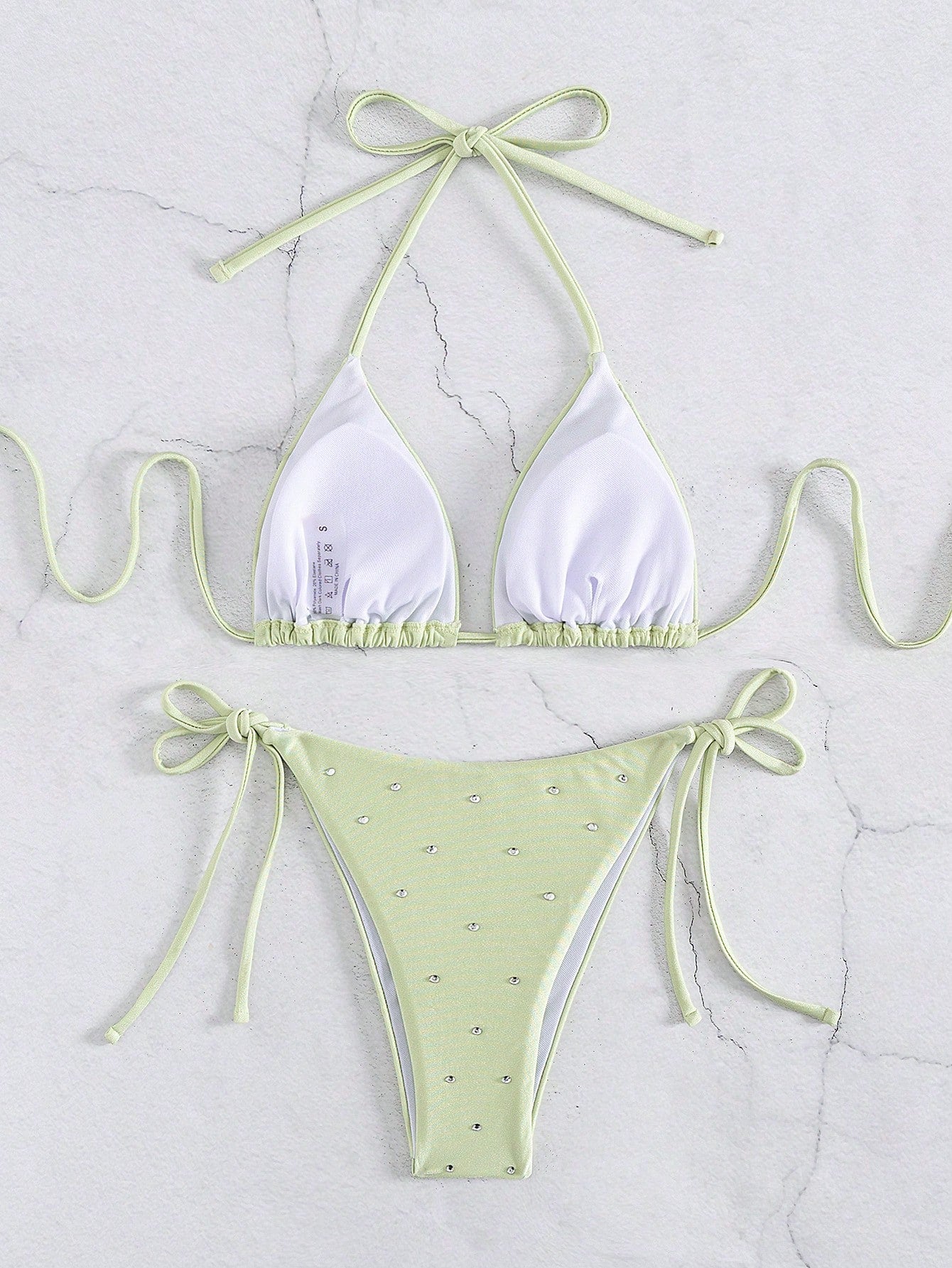 New Arrival Women Rhinestone Decor Bikini Two Pieces Swimwear Set, European & Am