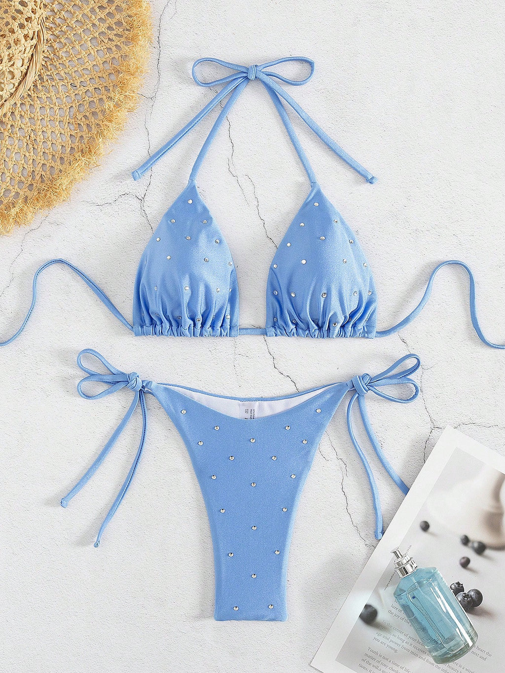 New Arrival Women Rhinestone Decor Bikini Two Pieces Swimwear Set, European & Am
